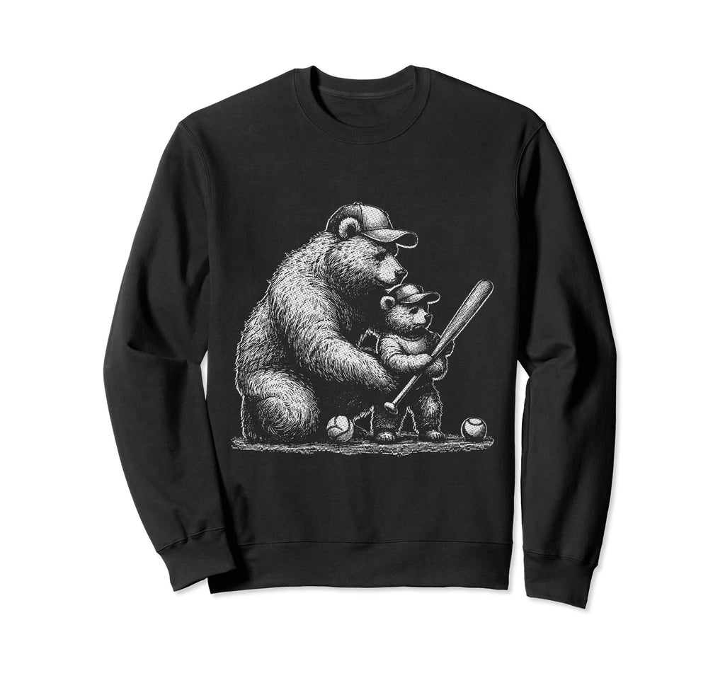 Dad Funny Baseball Bear Dad And Sweatshirt - Casual Everyday Wear Unisex - T-Shirt, Sweatshirt, Hoodie