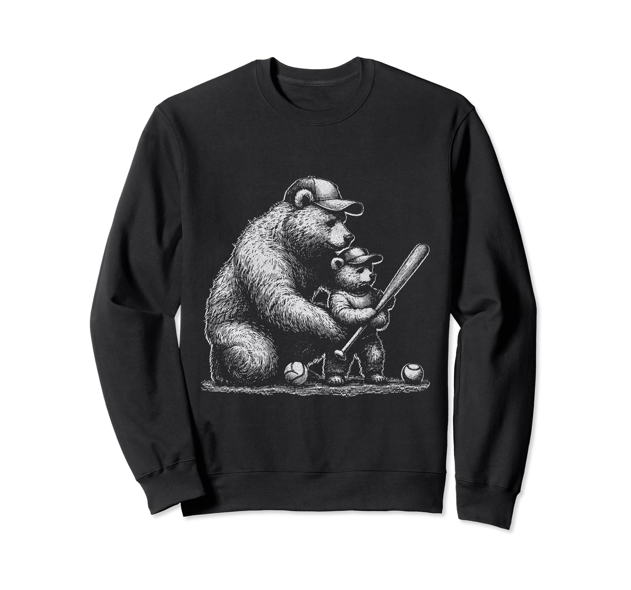 Dad Funny Baseball Bear Dad And Sweatshirt - Casual Everyday Wear Unisex - T-Shirt, Sweatshirt, Hoodie