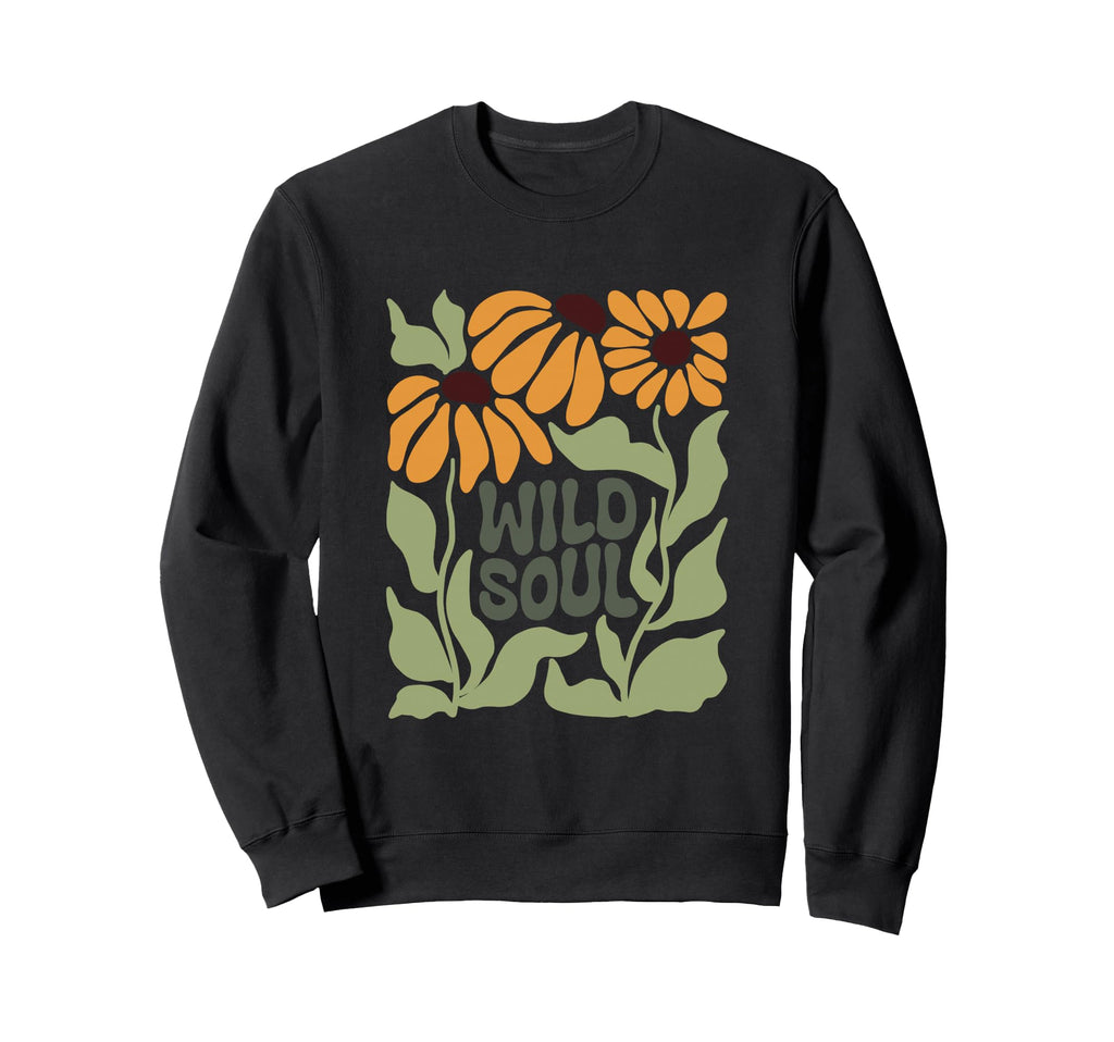 Boho Minimalistic Wild Soul Floral Sweatshirt - Graphic Print Unisex - T-Shirt, Sweatshirt, Hoodie
