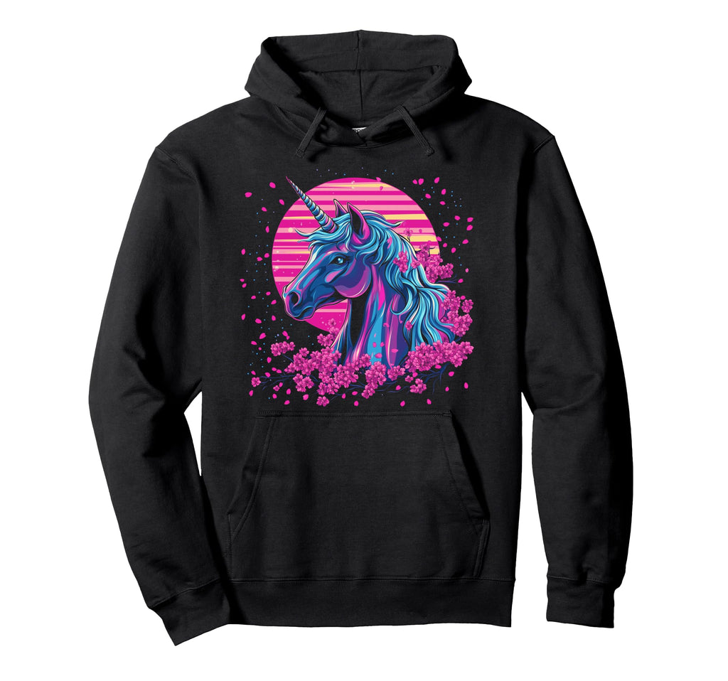 Vaporwave Unicorn Cherry Blossoms Hoodie - Custom Art Print Unisex - T-Shirt, Sweatshirt, Hoodie