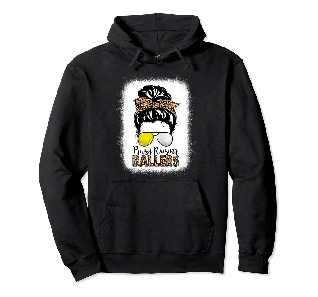 Golf And Tennis Mom Messy Bun Busy Raising Hoodie - Novelty Apparel Unisex - T-Shirt, Sweatshirt, Hoodie