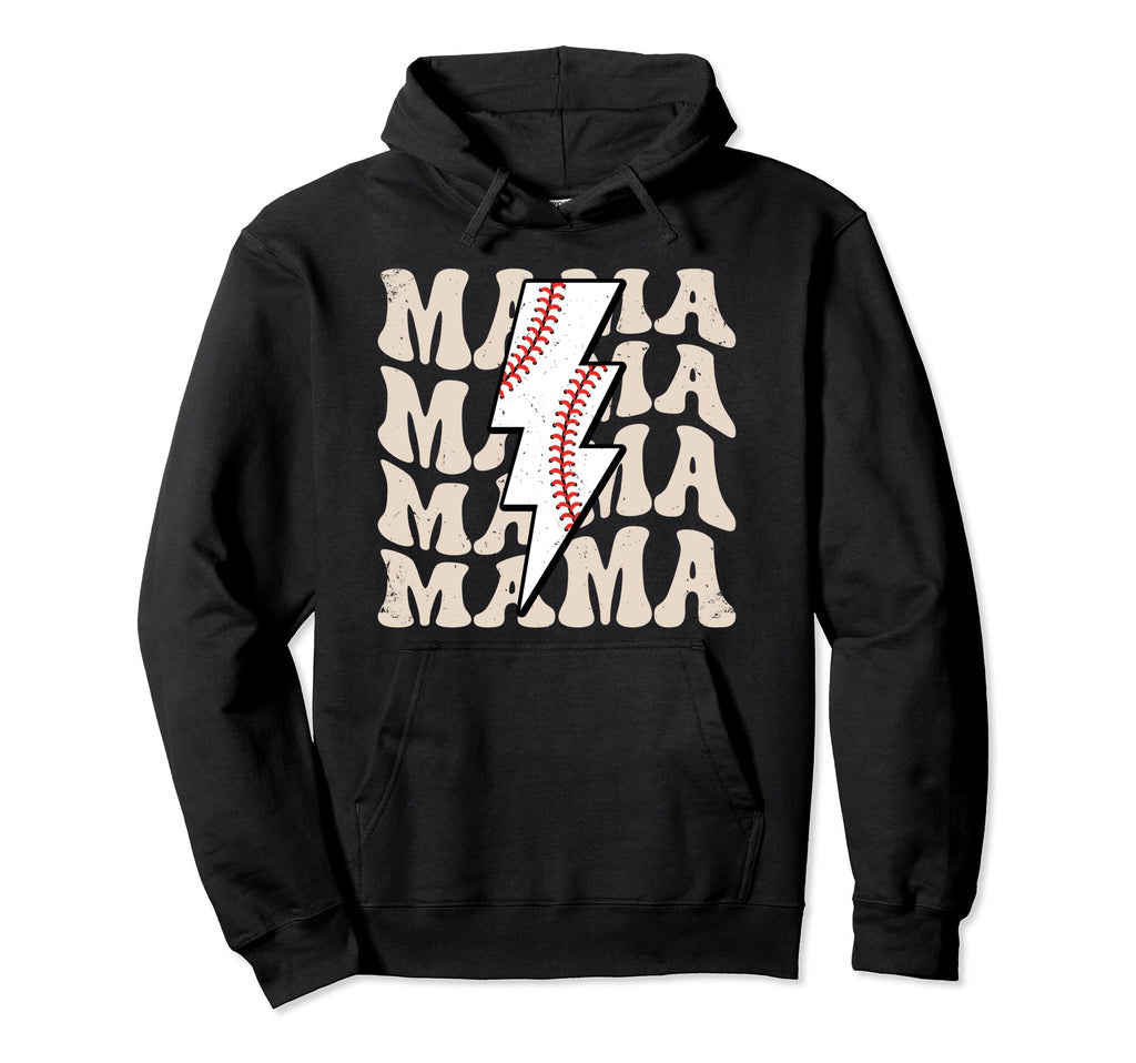 Lightning Groovy Proud Mom Baseball Hoodie - Aesthetic Graphic for Adults - T-Shirt, Sweatshirt, Hoodie