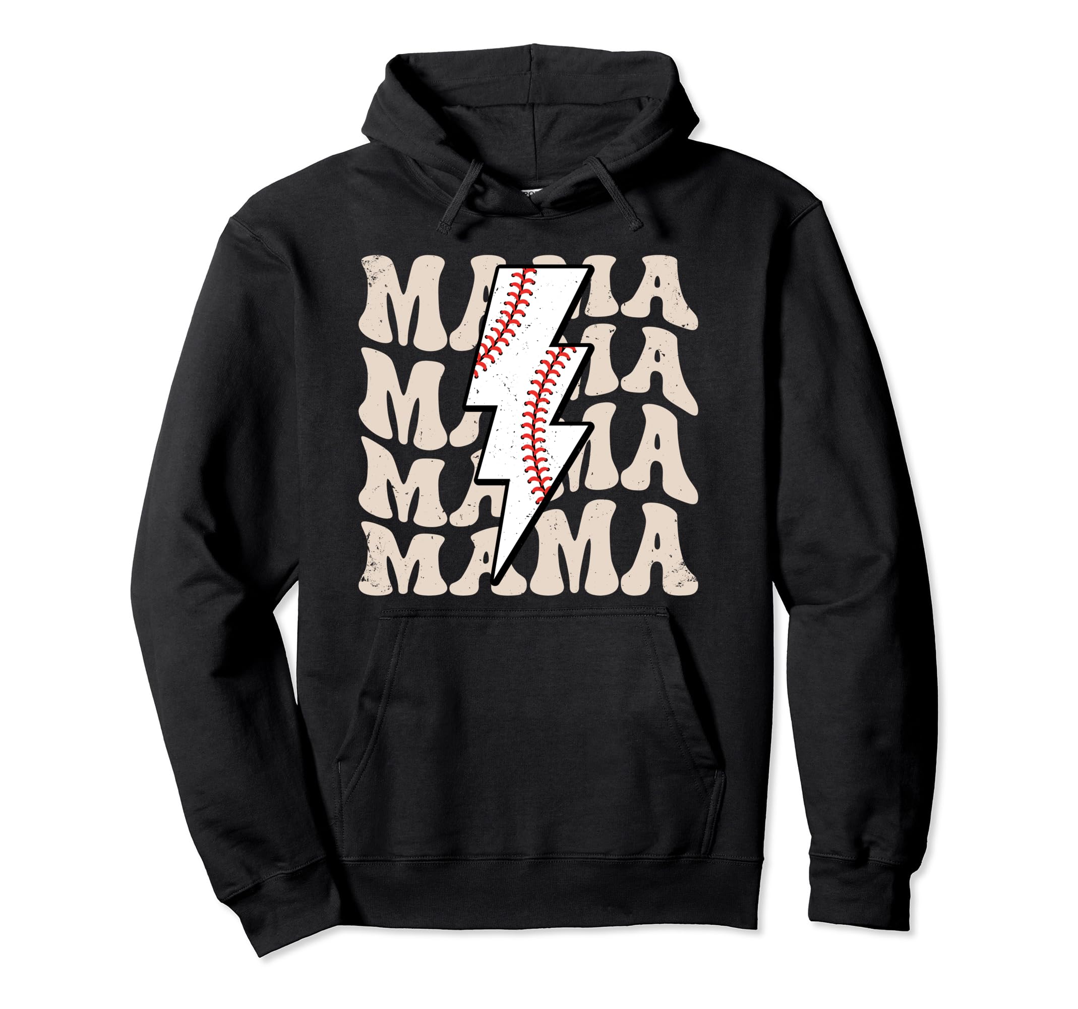 Lightning Groovy Proud Mom Baseball Hoodie - Aesthetic Graphic for Adults - T-Shirt, Sweatshirt, Hoodie