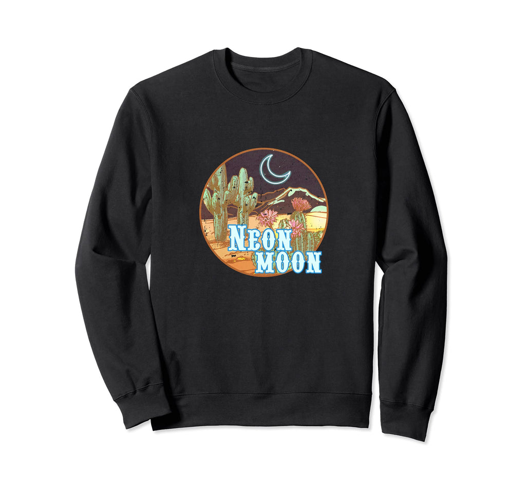 Distressed Neon Moon Western Boho Sweatshirt - Minimalist Print for Adults - T-Shirt, Sweatshirt, Hoodie