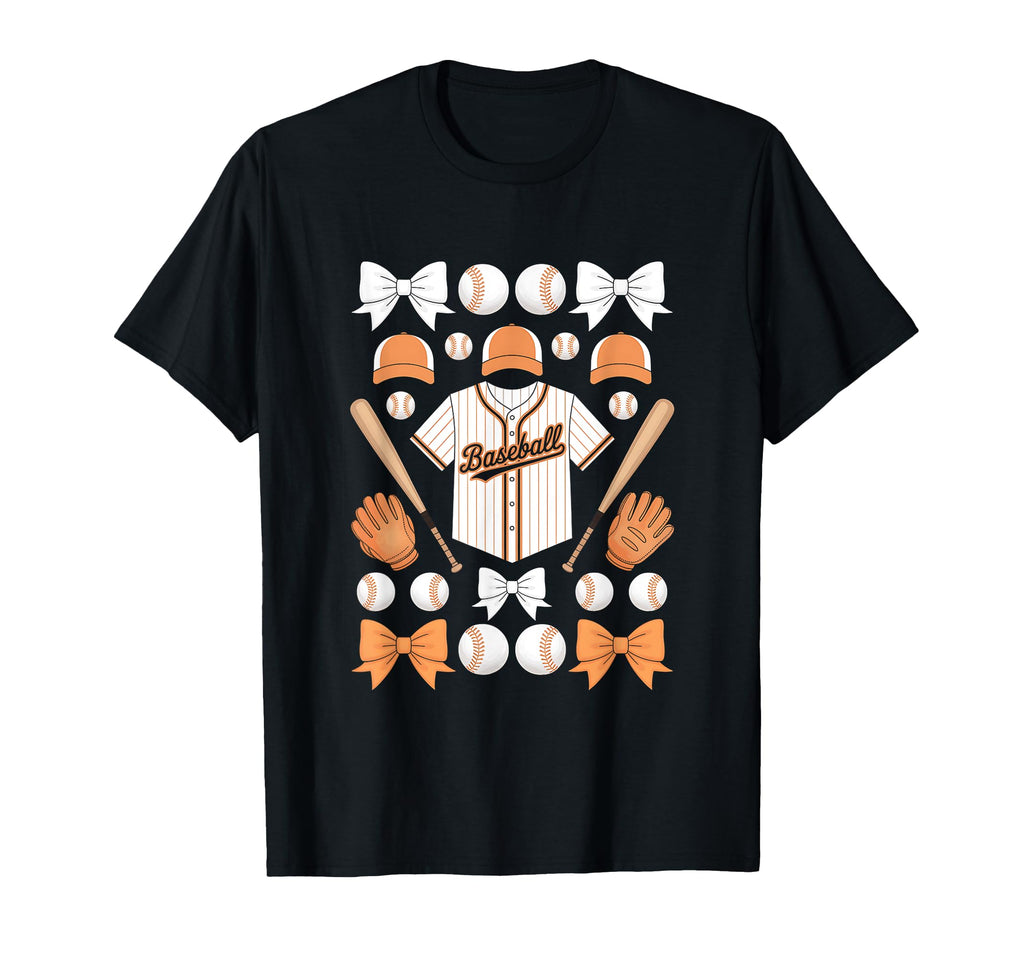 Baseball Orange Game Day Coquette T-Shirt - Casual Everyday Wear Unisex - T-Shirt, Sweatshirt, Hoodie
