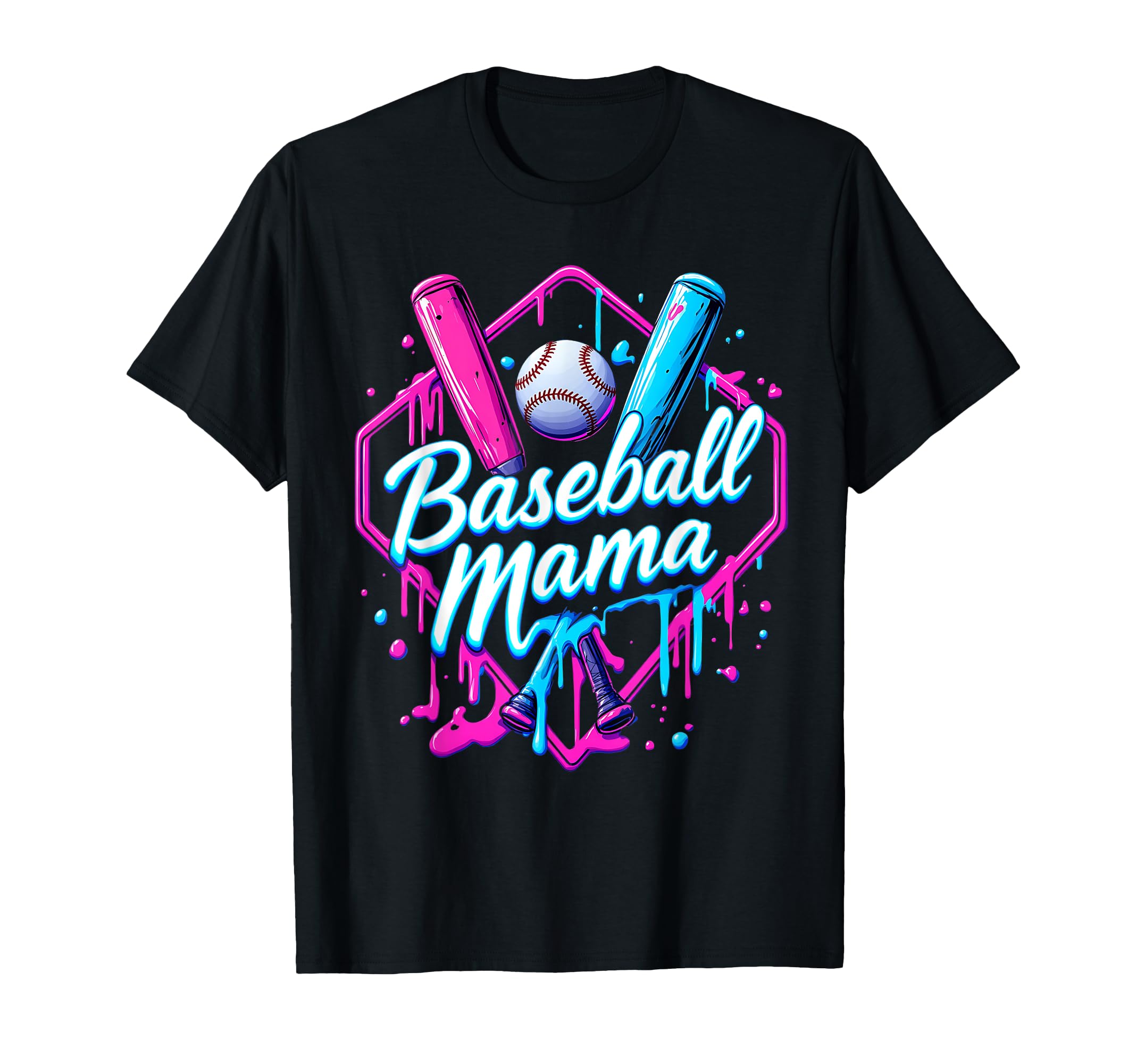 Funny Baseball Ice Cream Drip Mama T-Shirt - Unique Graphic for Adults - T-Shirt, Sweatshirt, Hoodie