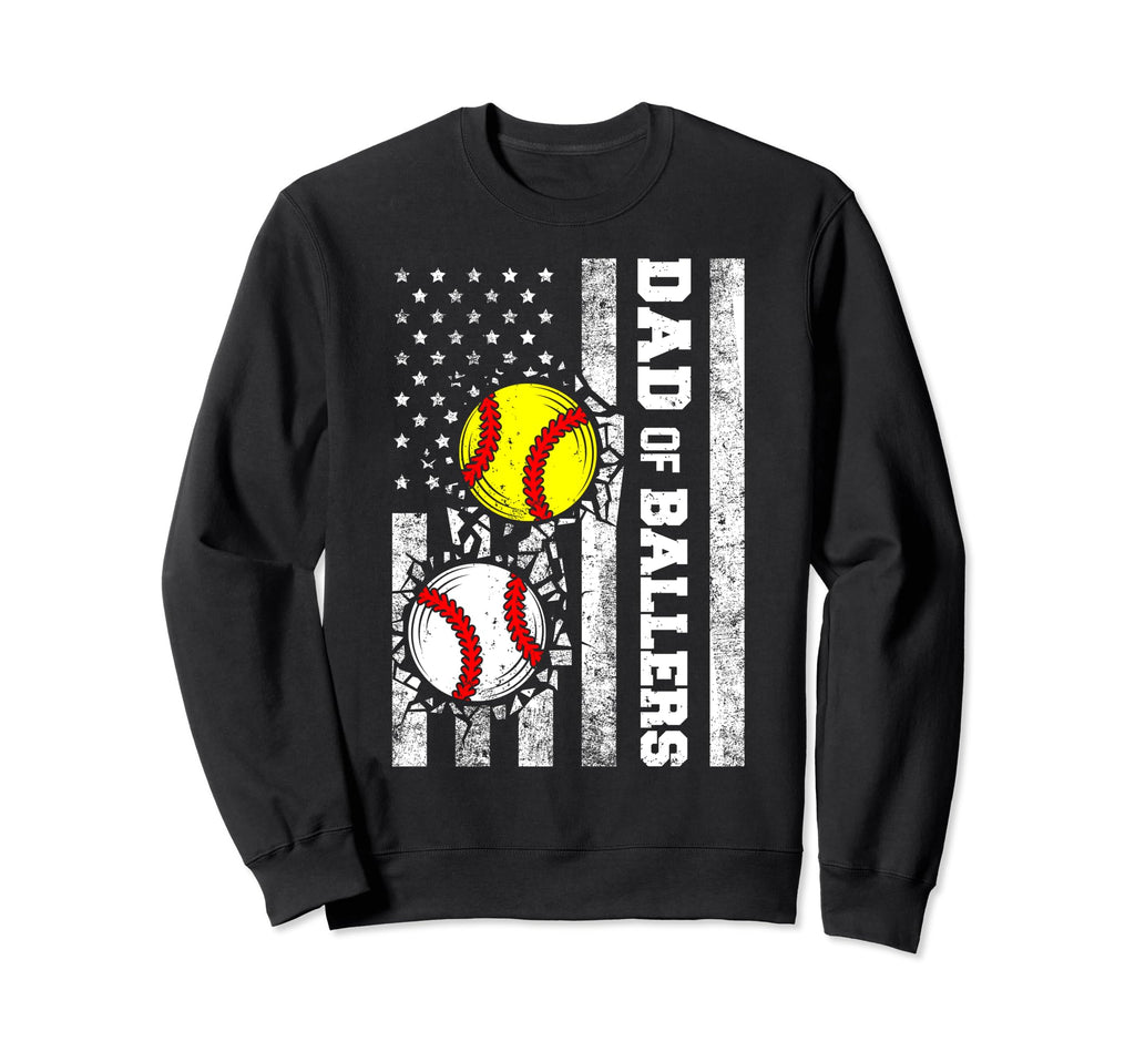 Dad Ballers Funny Usa Flag Baseball Sweatshirt - Minimalist Print Unisex - T-Shirt, Sweatshirt, Hoodie