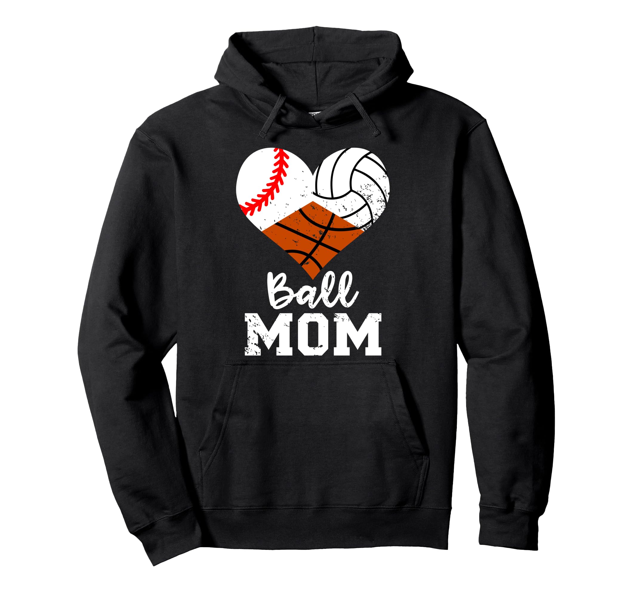 Ball Mom Funny Baseball Volleyball Hoodie - Minimalist Print for Adults - T-Shirt, Sweatshirt, Hoodie