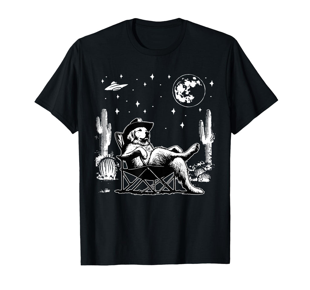 Golden Retriever Ufo 90S Western Cowboy T-Shirt - Custom Art Print Unisex - T-Shirt, Sweatshirt, Hoodie