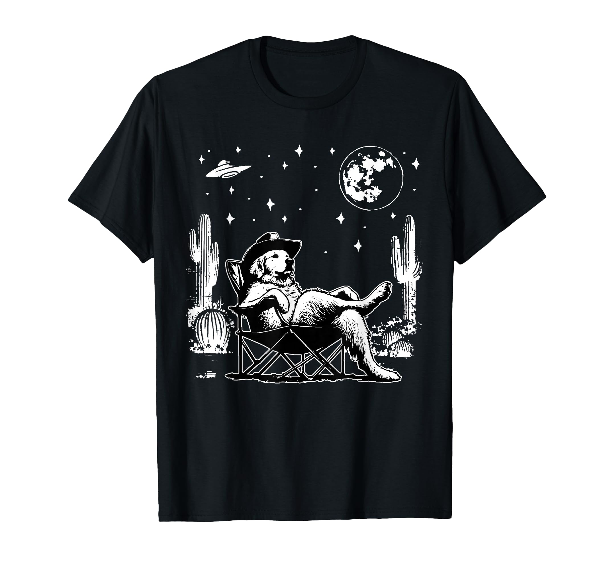 Golden Retriever Ufo 90S Western Cowboy T-Shirt - Custom Art Print Unisex - T-Shirt, Sweatshirt, Hoodie