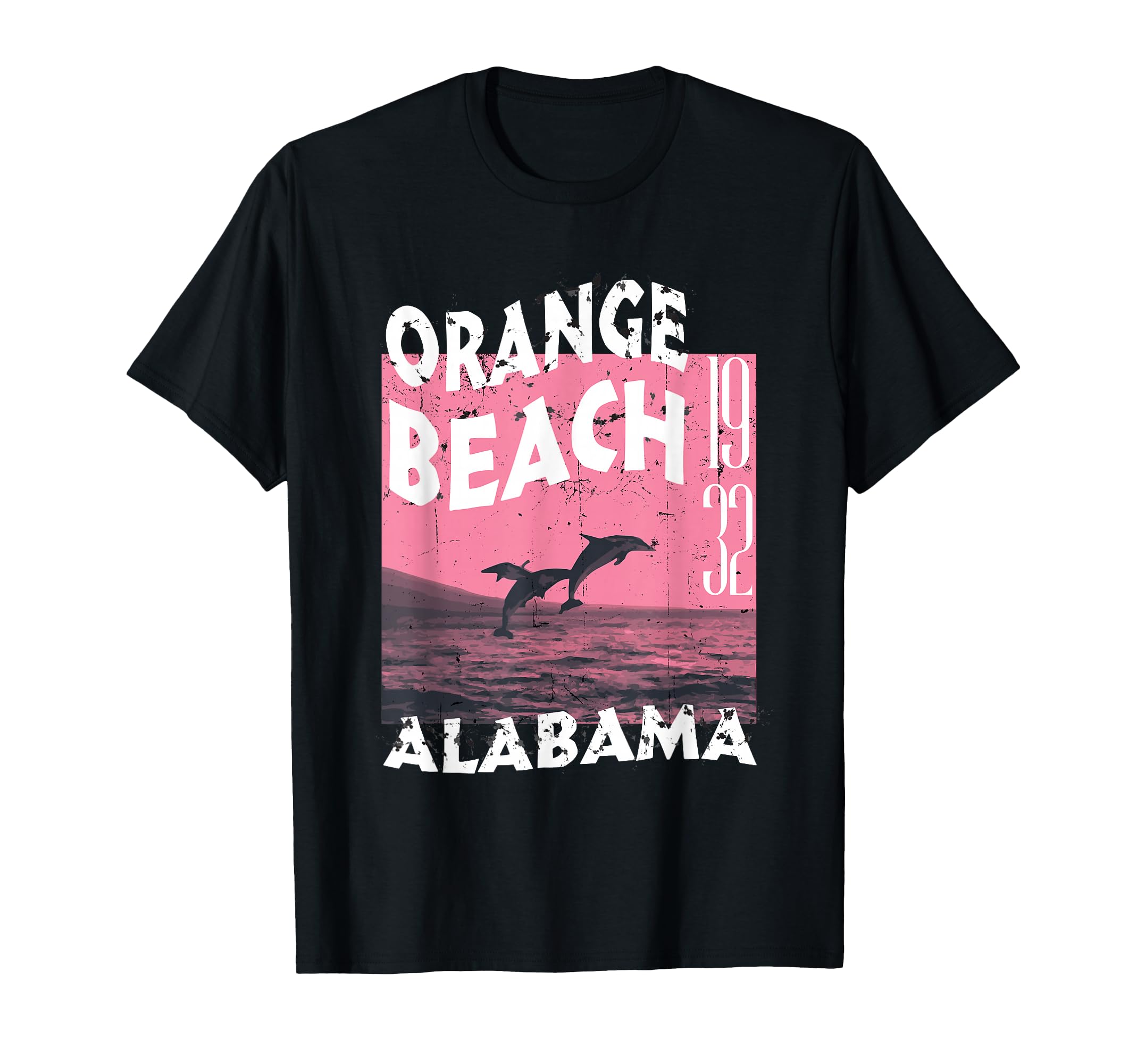 Dolphin Orange Beach Alabama Distressed T-Shirt - Graphic Print Unisex - T-Shirt, Sweatshirt, Hoodie