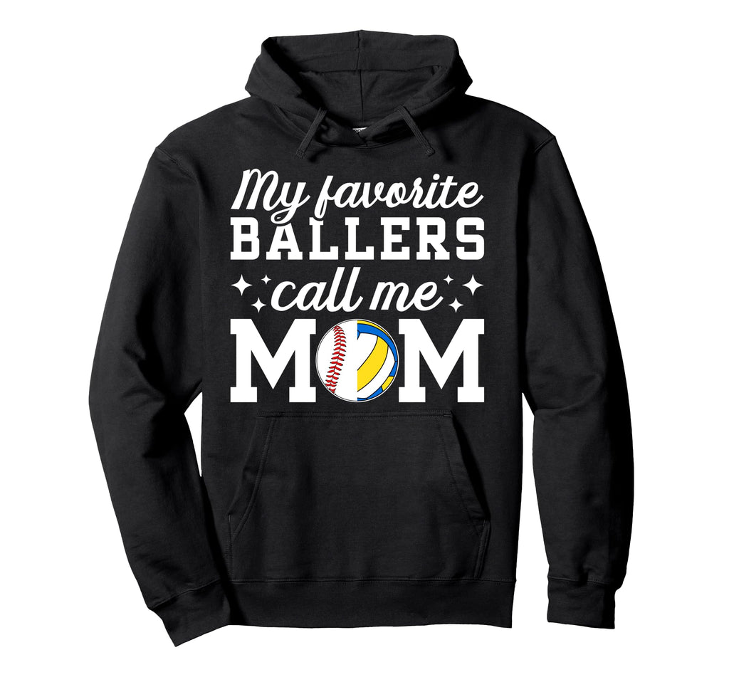 My Favorite Ballers Call Me Mom Hoodie - Minimalist Print Unisex - T-Shirt, Sweatshirt, Hoodie