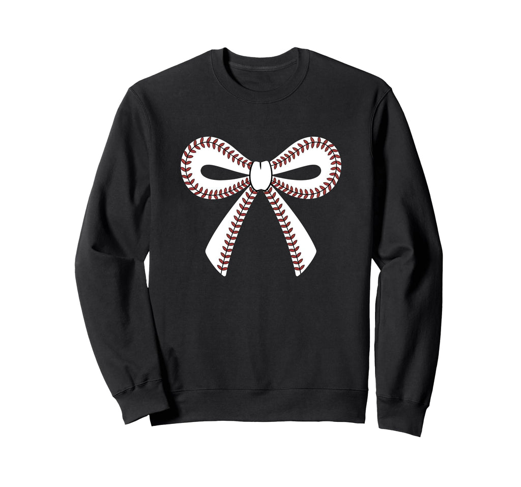 Baseball Bow Baseball Mom Mama Sweatshirt - Unique Graphic for Adults - T-Shirt, Sweatshirt, Hoodie