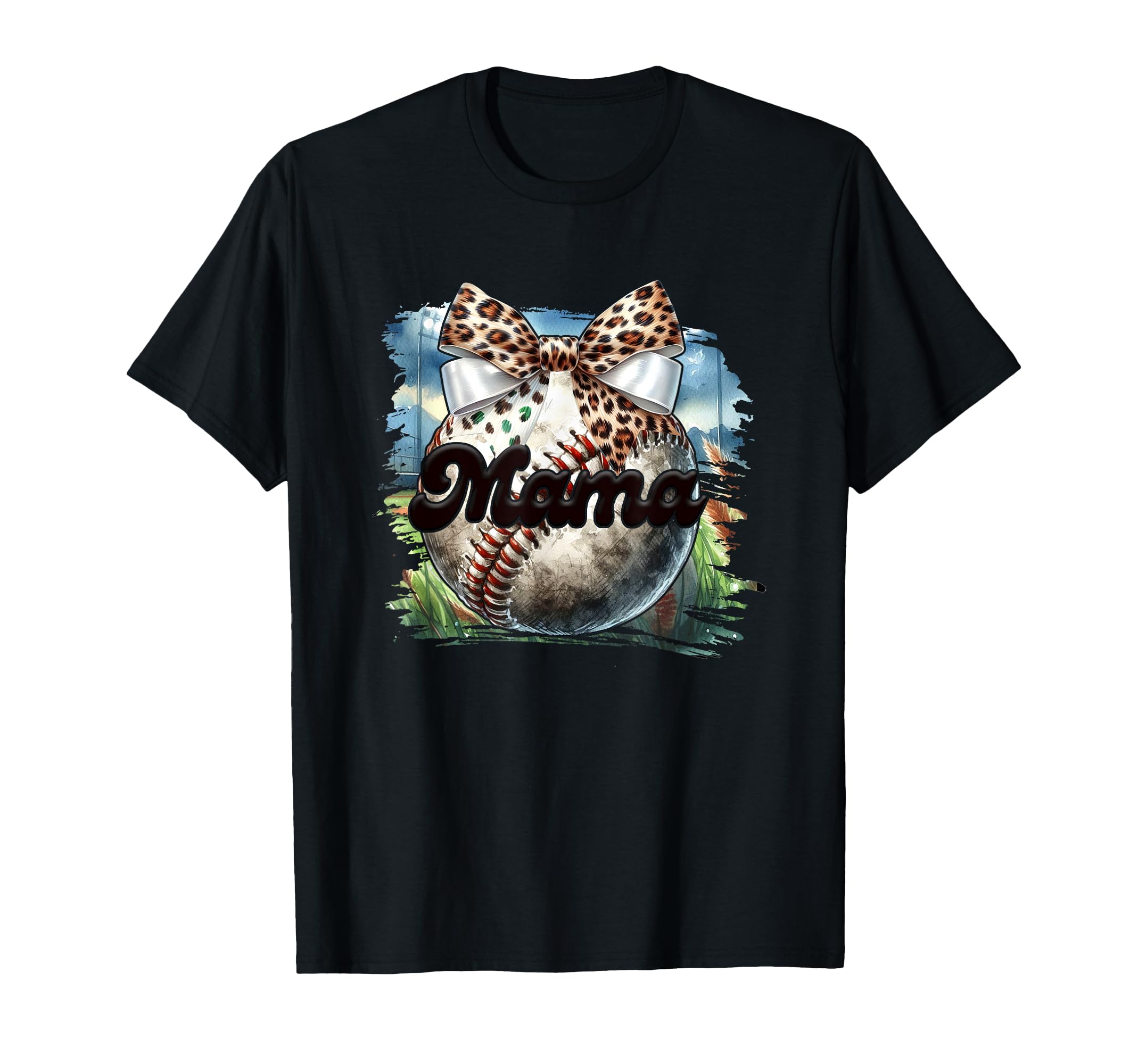 Mama Baseball Leopard Bow T-Shirt - Streetwear Style Men Women - T-Shirt, Sweatshirt, Hoodie