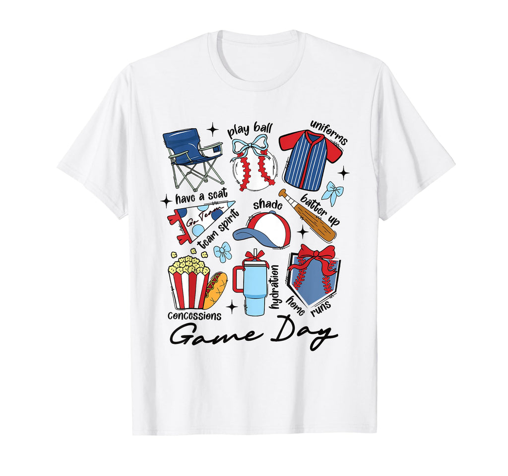 Game Day Baseball Sports Doodle Home T-Shirt - Graphic Print for Adults - T-Shirt, Sweatshirt, Hoodie