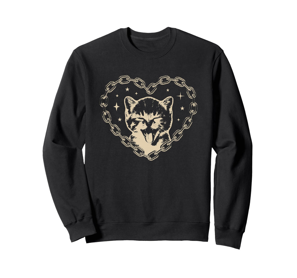 Y2K Cat Heart Emo Goth 90S 2000S Sweatshirt - Novelty Apparel Men Women - T-Shirt, Sweatshirt, Hoodie