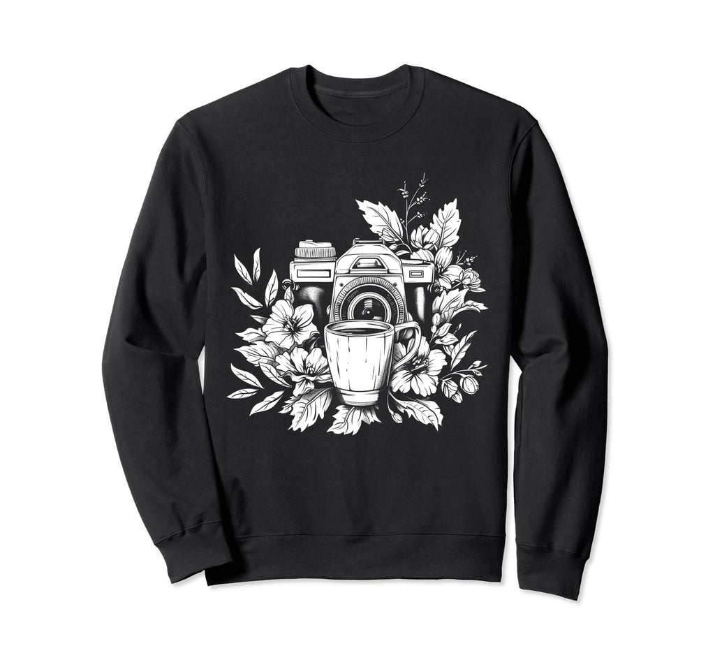 Photographer Coffee Camera Flowers Sweatshirt - Novelty Apparel Men Women - T-Shirt, Sweatshirt, Hoodie
