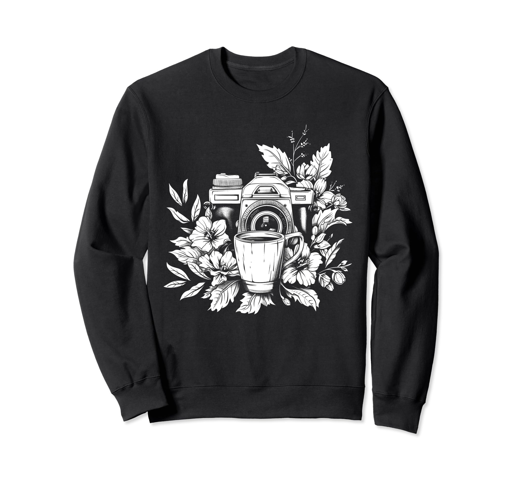 Photographer Coffee Camera Flowers Sweatshirt - Novelty Apparel Men Women - T-Shirt, Sweatshirt, Hoodie