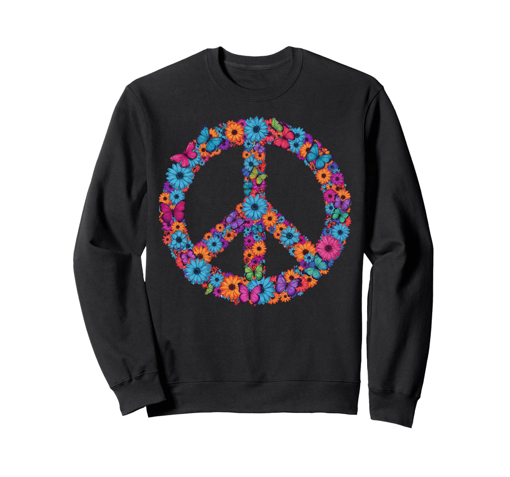Peace Sign Groovy Flower 60S 70S Sweatshirt - Minimalist Print Men Women - T-Shirt, Sweatshirt, Hoodie