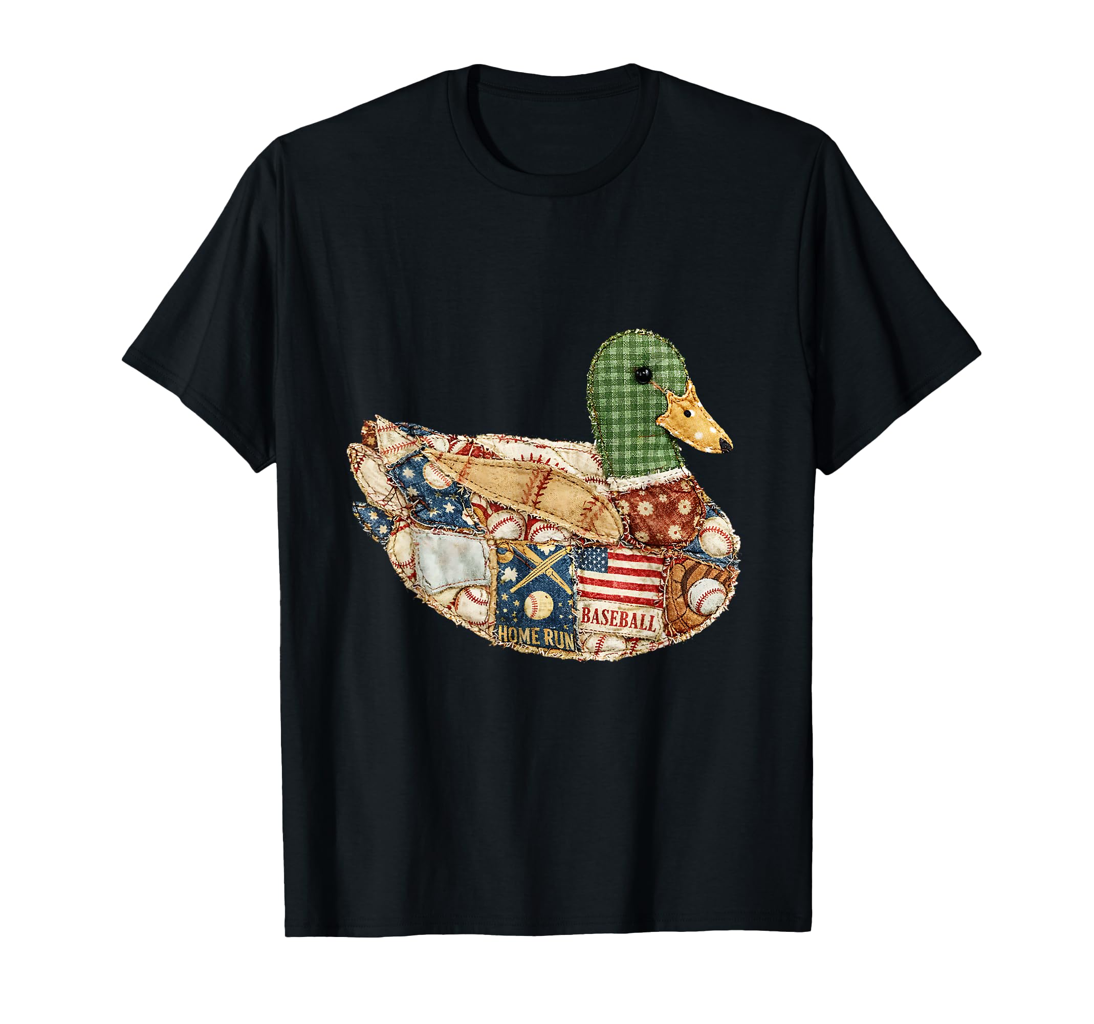 Baseball Patchwork Mallard Duck Game T-Shirt - Trendy Graphic for Adults - T-Shirt, Sweatshirt, Hoodie