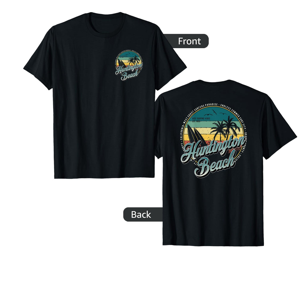 2 Sided Huntington Beach Surf City T-Shirt - Minimalist Print Unisex - T-Shirt, Sweatshirt, Hoodie