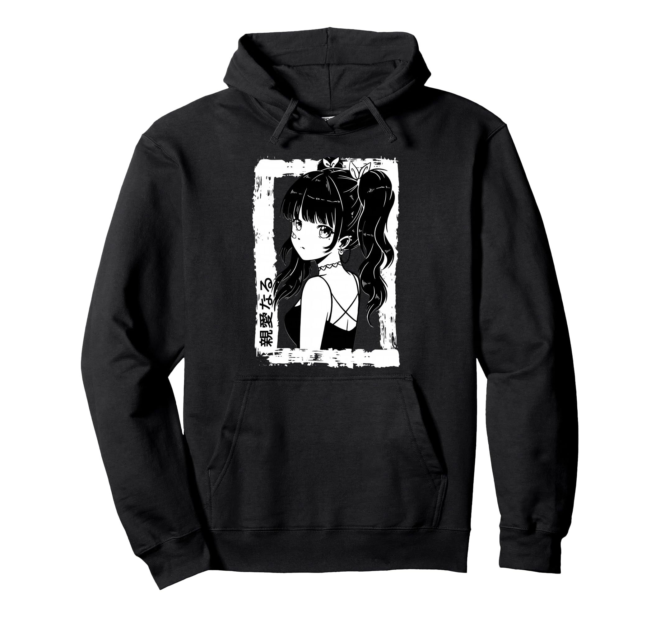 Anime Goth Otaku Japanese Aesthetic Hoodie - Aesthetic Graphic for Adults - T-Shirt, Sweatshirt, Hoodie