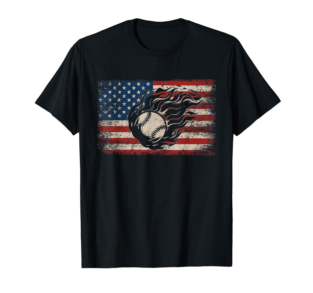 American Flag Baseball Fan Baseball T-Shirt - Trendy Graphic for Adults - T-Shirt, Sweatshirt, Hoodie