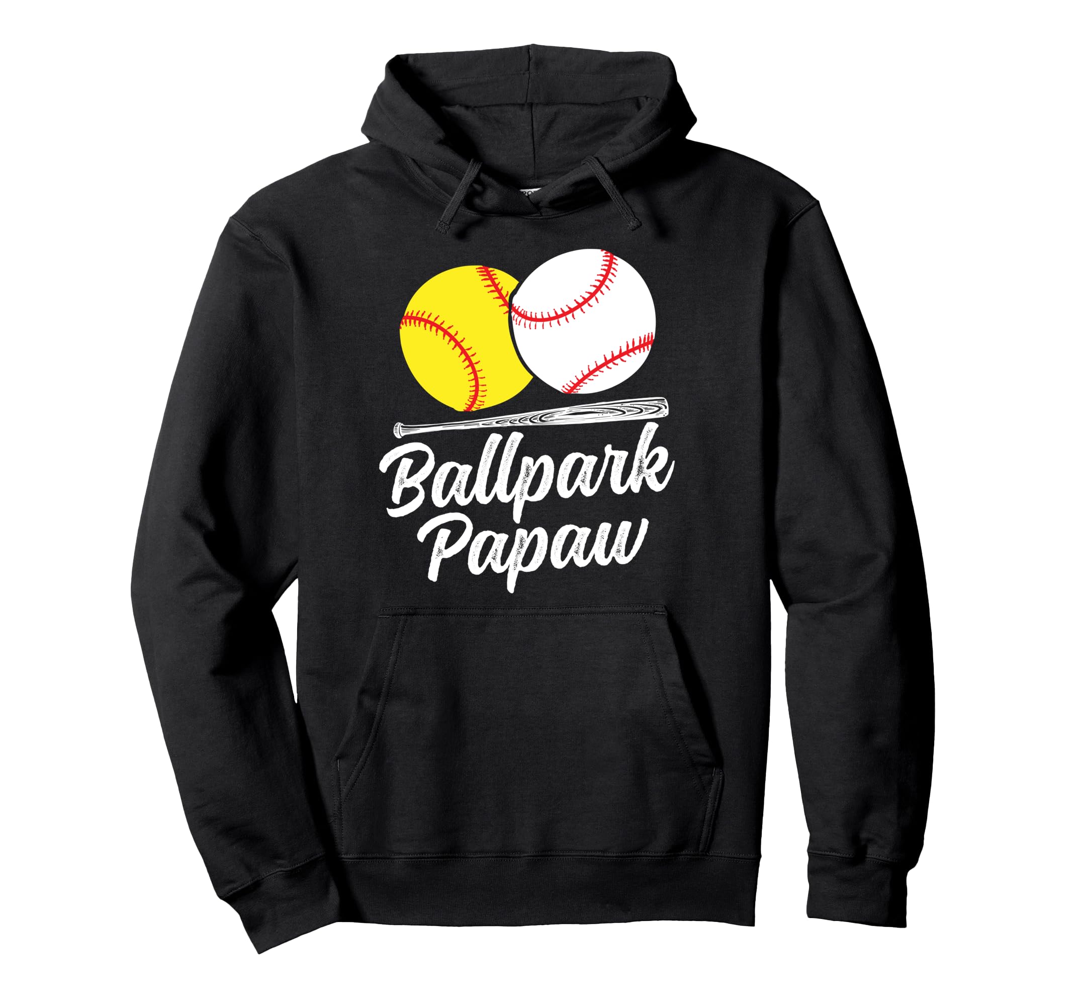 Ballpark Papaw Softball Baseball Hoodie - Fun Novelty Design for Adults - T-Shirt, Sweatshirt, Hoodie