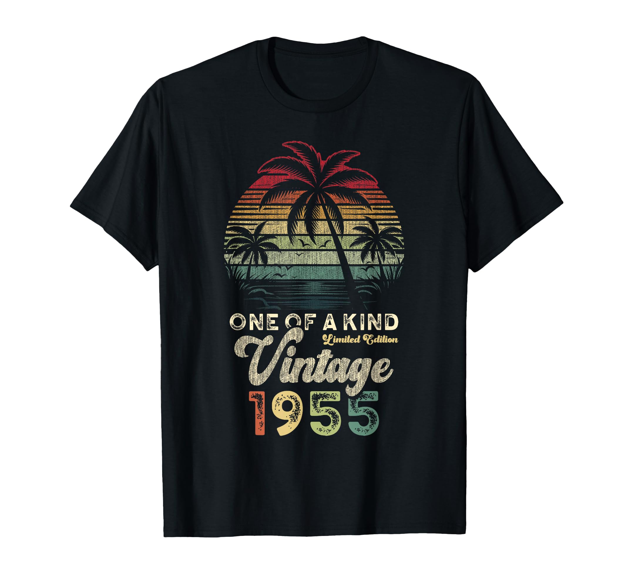 1955 Birthday 71 Years Palm Trees Sunset T-Shirt - Trendy Graphic Men Women - T-Shirt, Sweatshirt, Hoodie