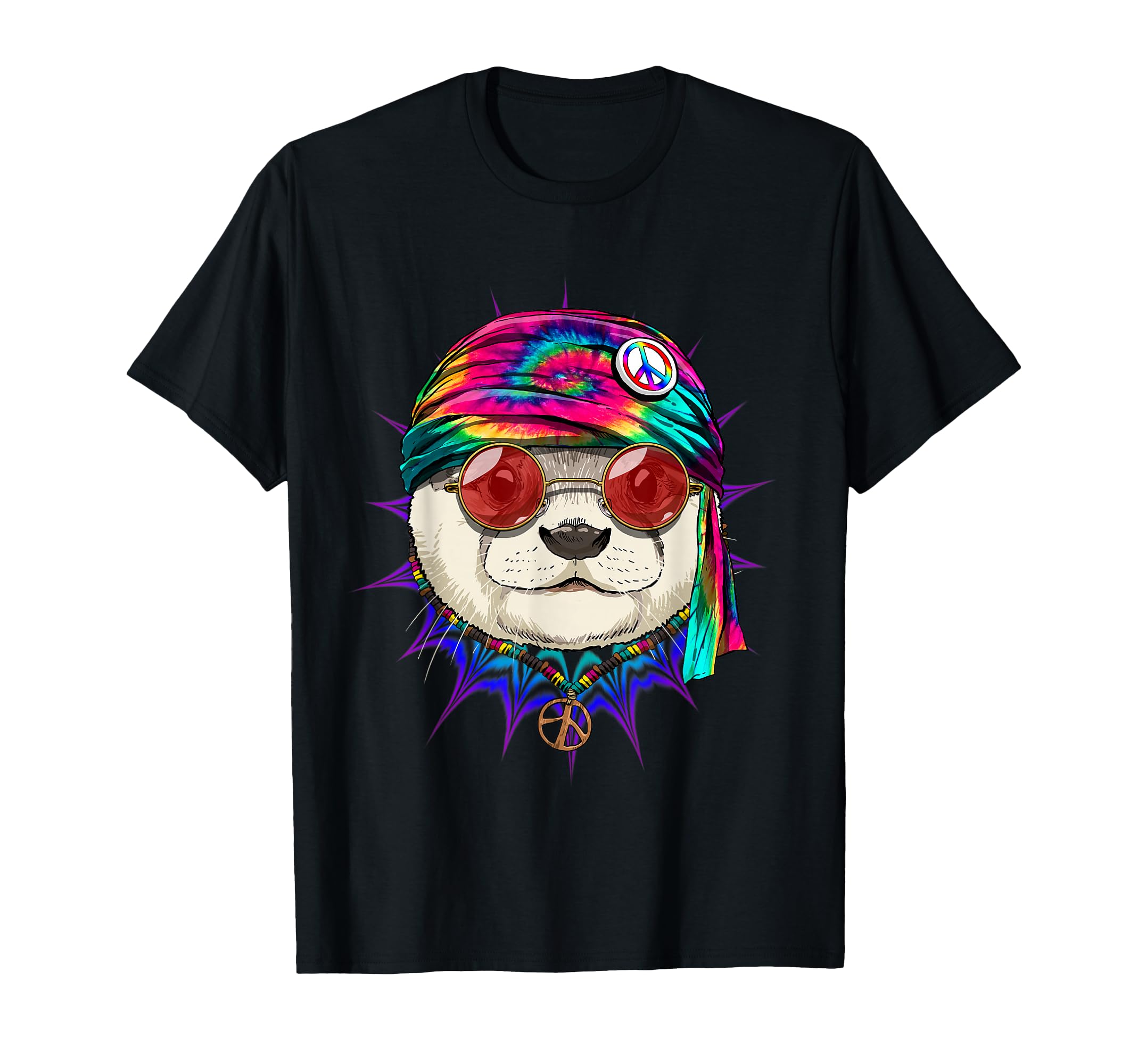 Tie Dye Hippie Otter Hippiness Peace T-Shirt - Aesthetic Graphic Men Women - T-Shirt, Sweatshirt, Hoodie