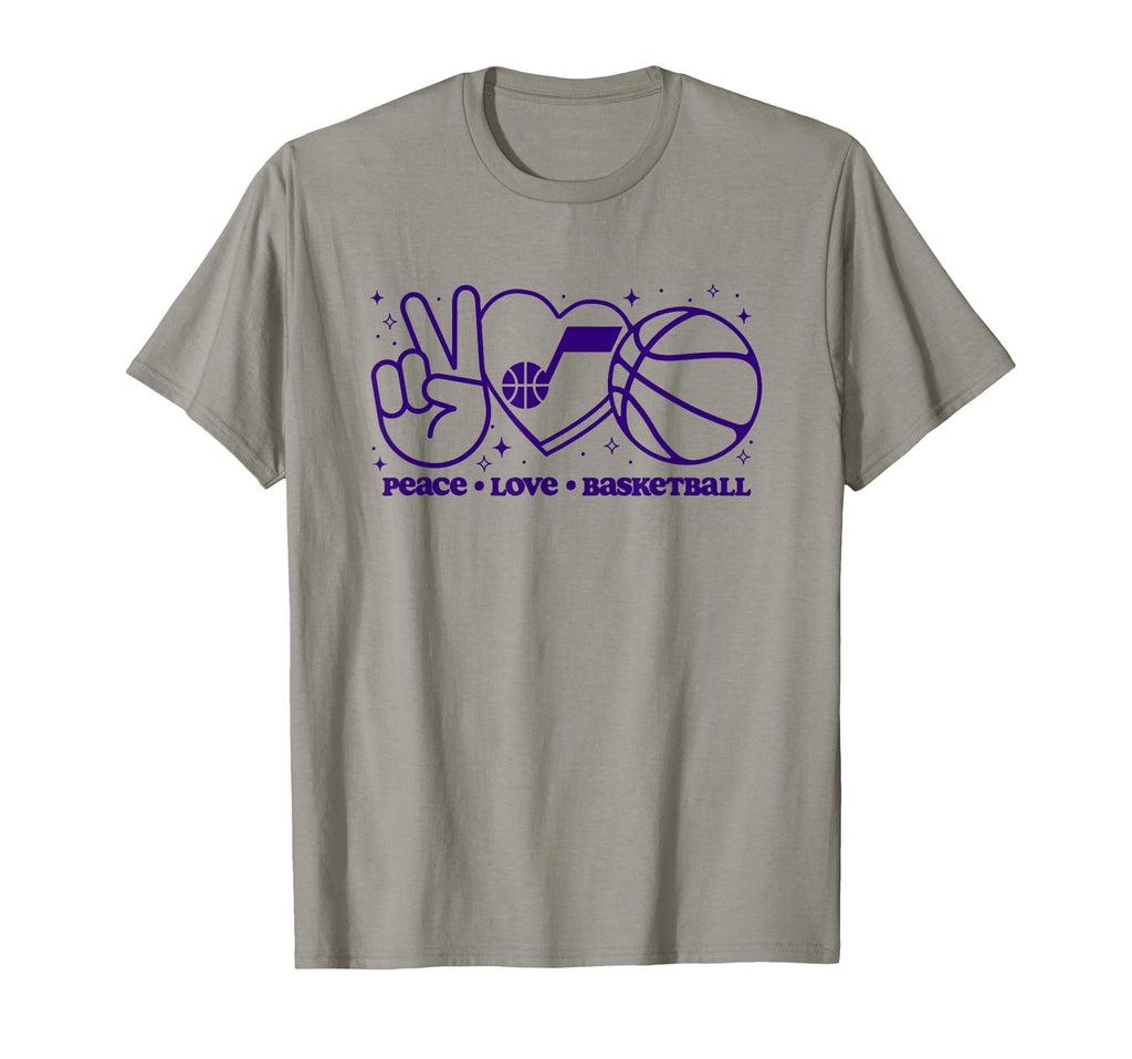 Nba Utah Jazz Peace Love Basketball T-Shirt - Graphic Print Unisex - T-Shirt, Sweatshirt, Hoodie