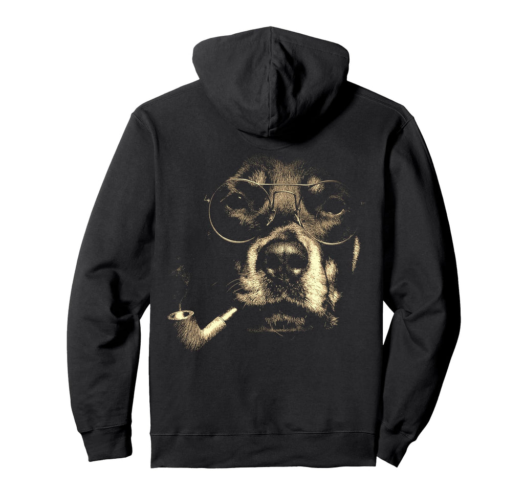 Rottweiler Glasses Smoking Pipe Grunge Hoodie - Trendy Graphic for Adults - T-Shirt, Sweatshirt, Hoodie