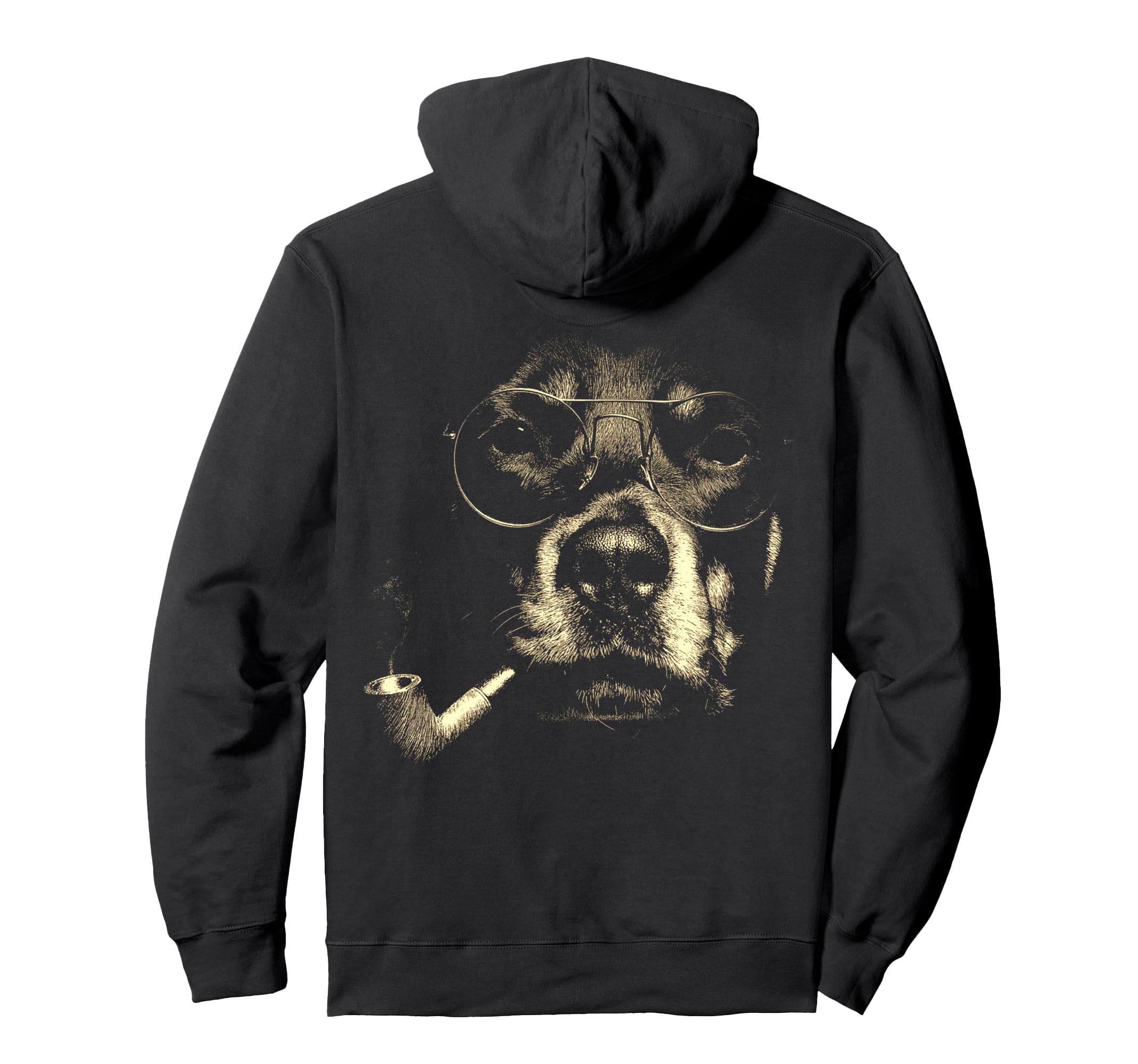 Rottweiler Glasses Smoking Pipe Grunge Hoodie - Trendy Graphic for Adults - T-Shirt, Sweatshirt, Hoodie