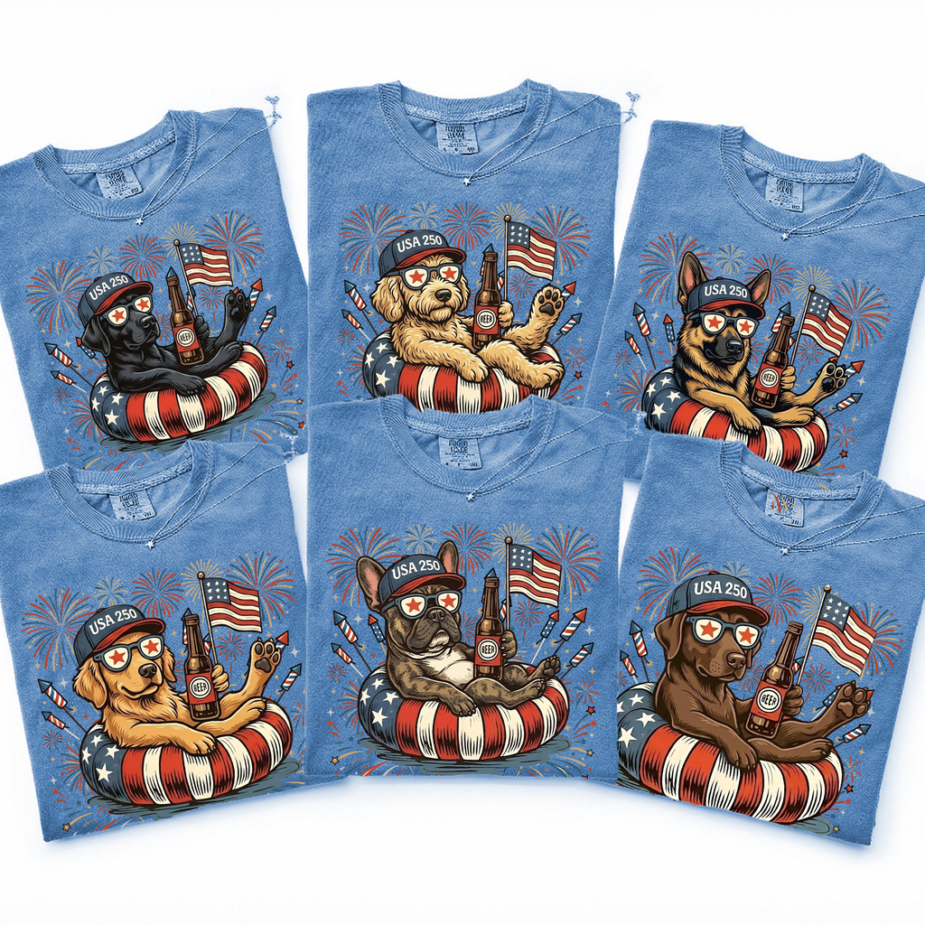 Patriotic Dogs: 4th of July Dog 50+ Breeds - Adult & Kids T-Shirts, Sweatshirts & Hoodies apparel design preview 1