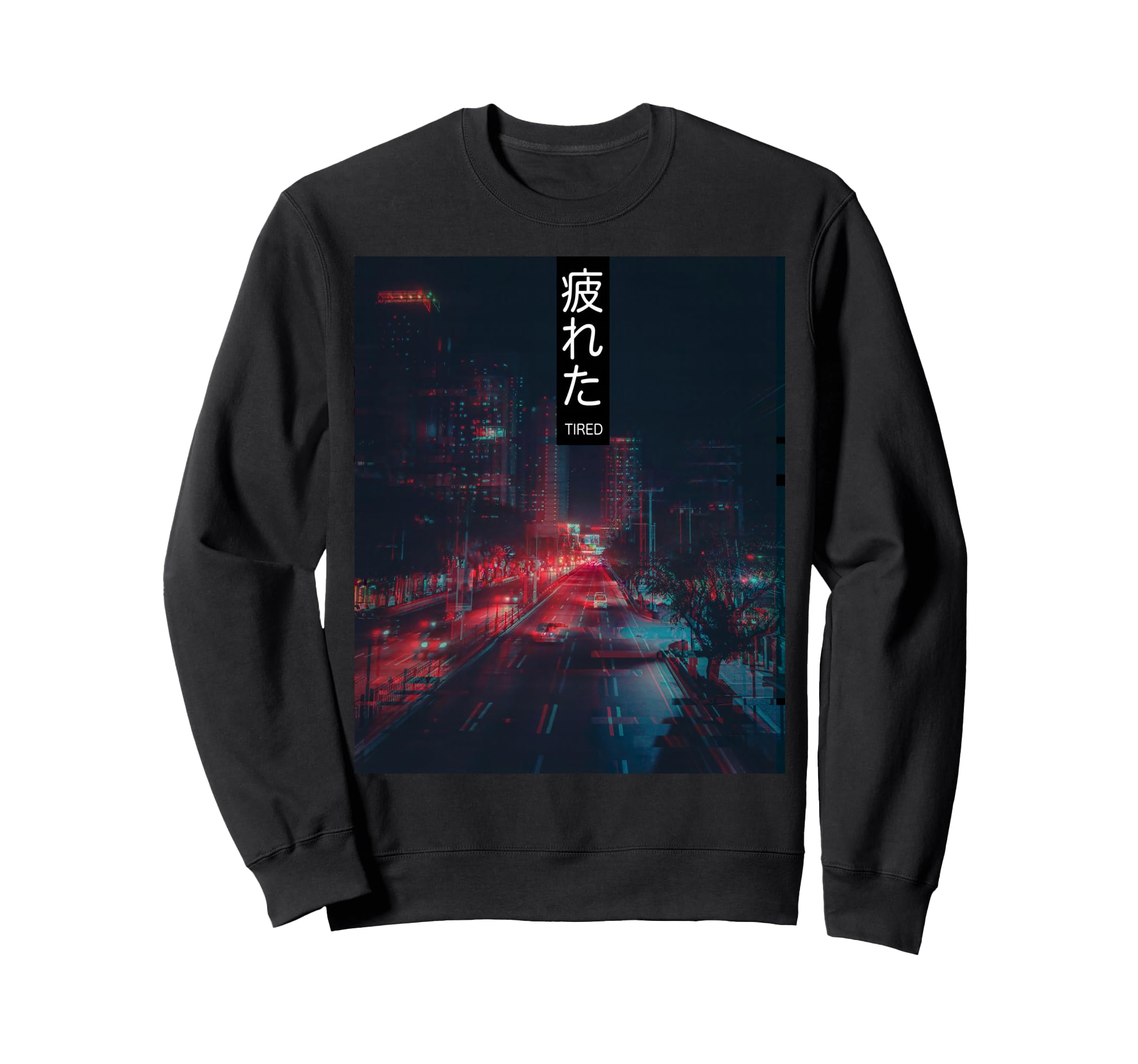 Tired Glitch Aesthetic Japan Vaporwave Sweatshirt - Minimalist Print Unisex - T-Shirt, Sweatshirt, Hoodie