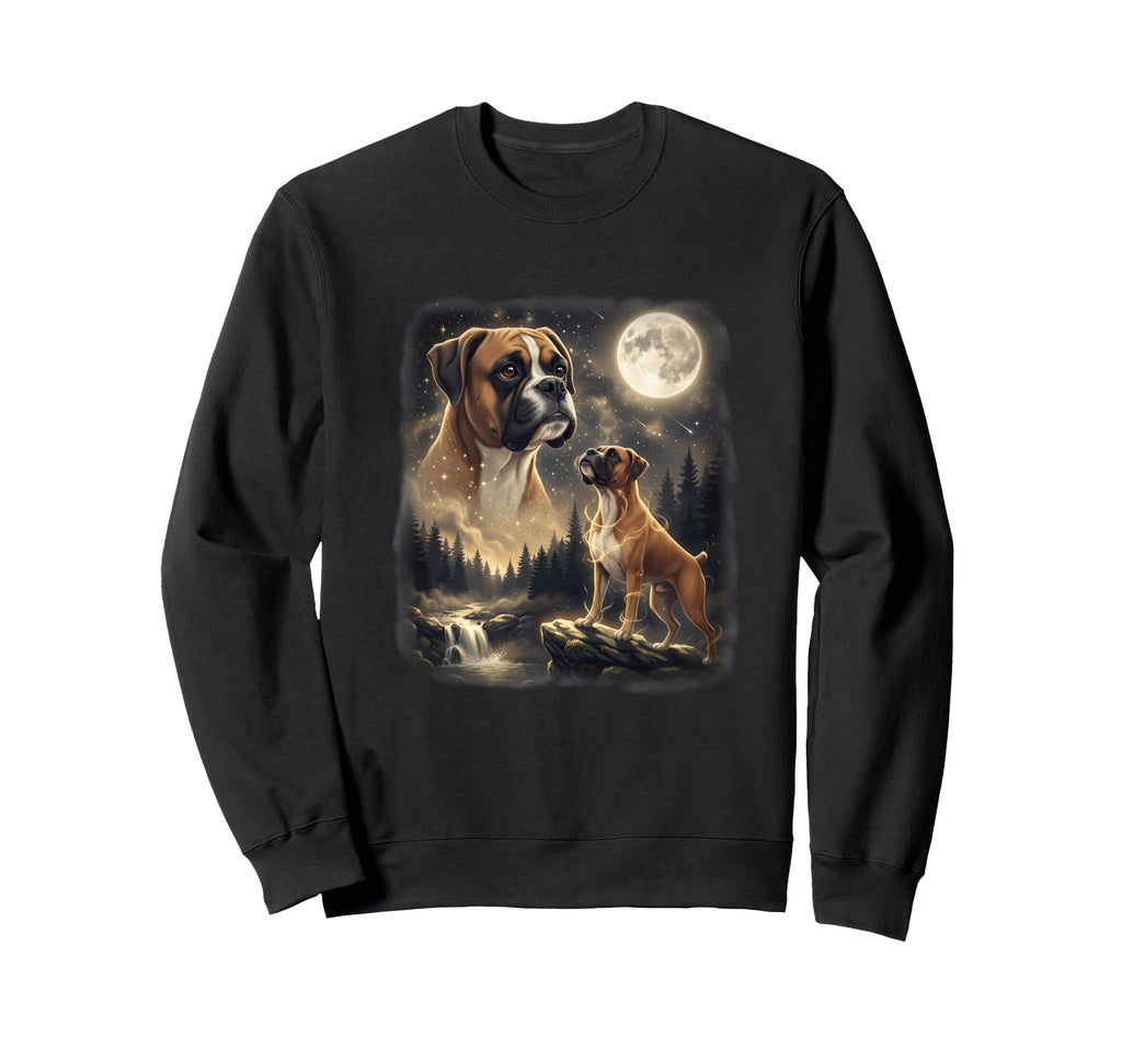 Boxer Dog Howling To Moon 90S Sweatshirt - Casual Everyday Wear Unisex - T-Shirt, Sweatshirt, Hoodie
