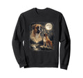 Boxer Dog Howling To Moon 90S Sweatshirt - Casual Everyday Wear Unisex - T-Shirt, Sweatshirt, Hoodie