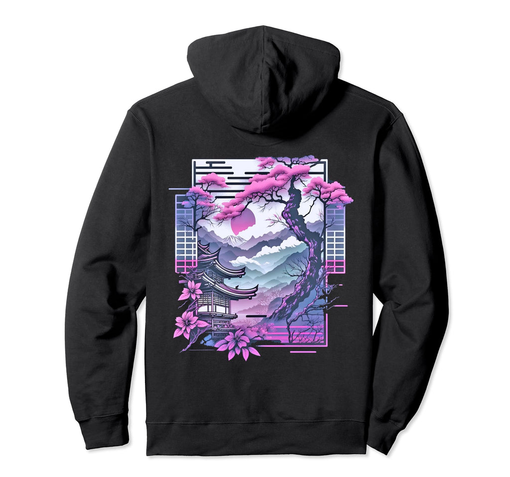 Vaporwave Japan City Landscape Hoodie - Novelty Apparel for Adults - T-Shirt, Sweatshirt, Hoodie