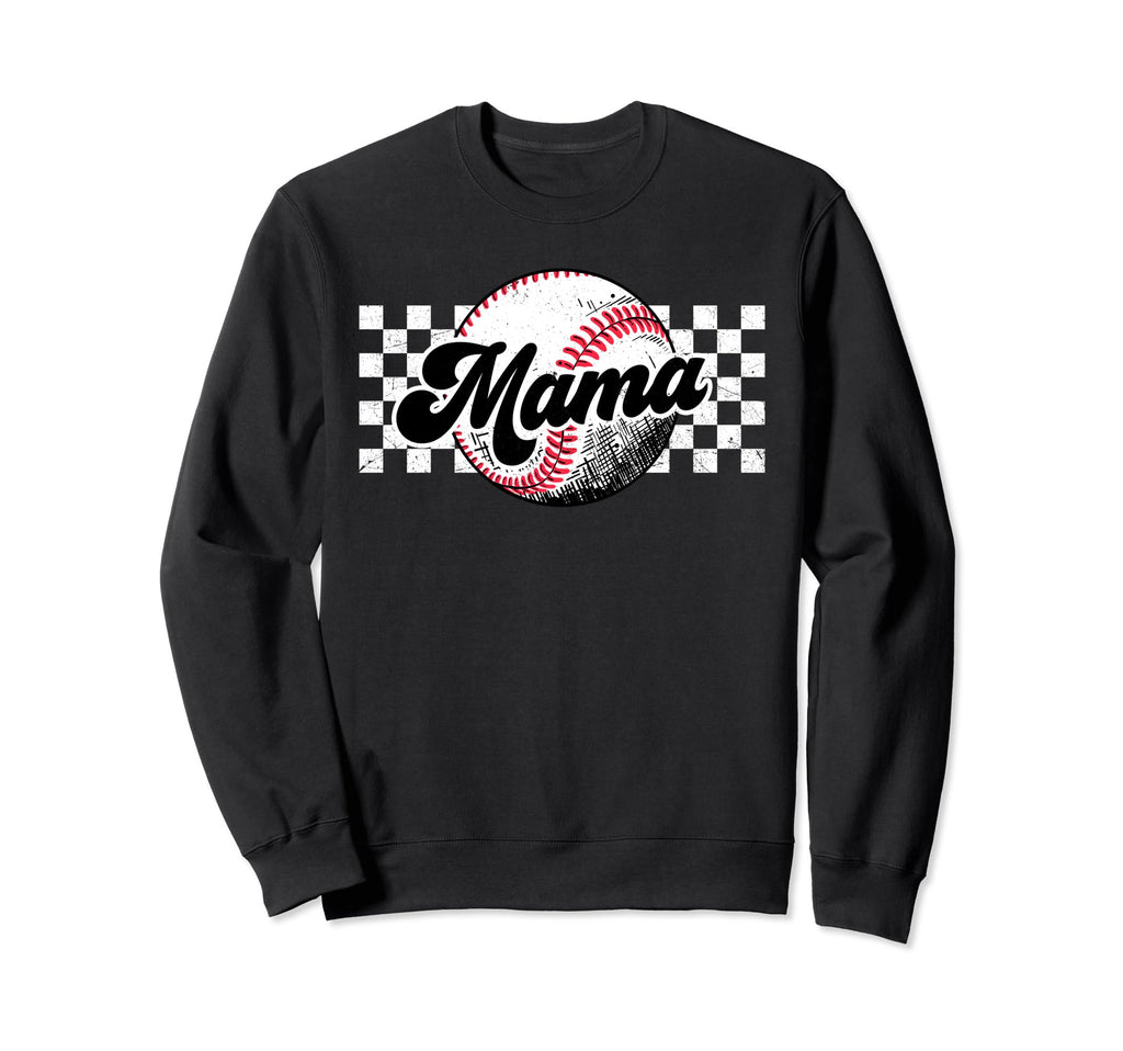 Baseball Mama T Ball Mom Checkered Sweatshirt - Custom Art Print Unisex - T-Shirt, Sweatshirt, Hoodie
