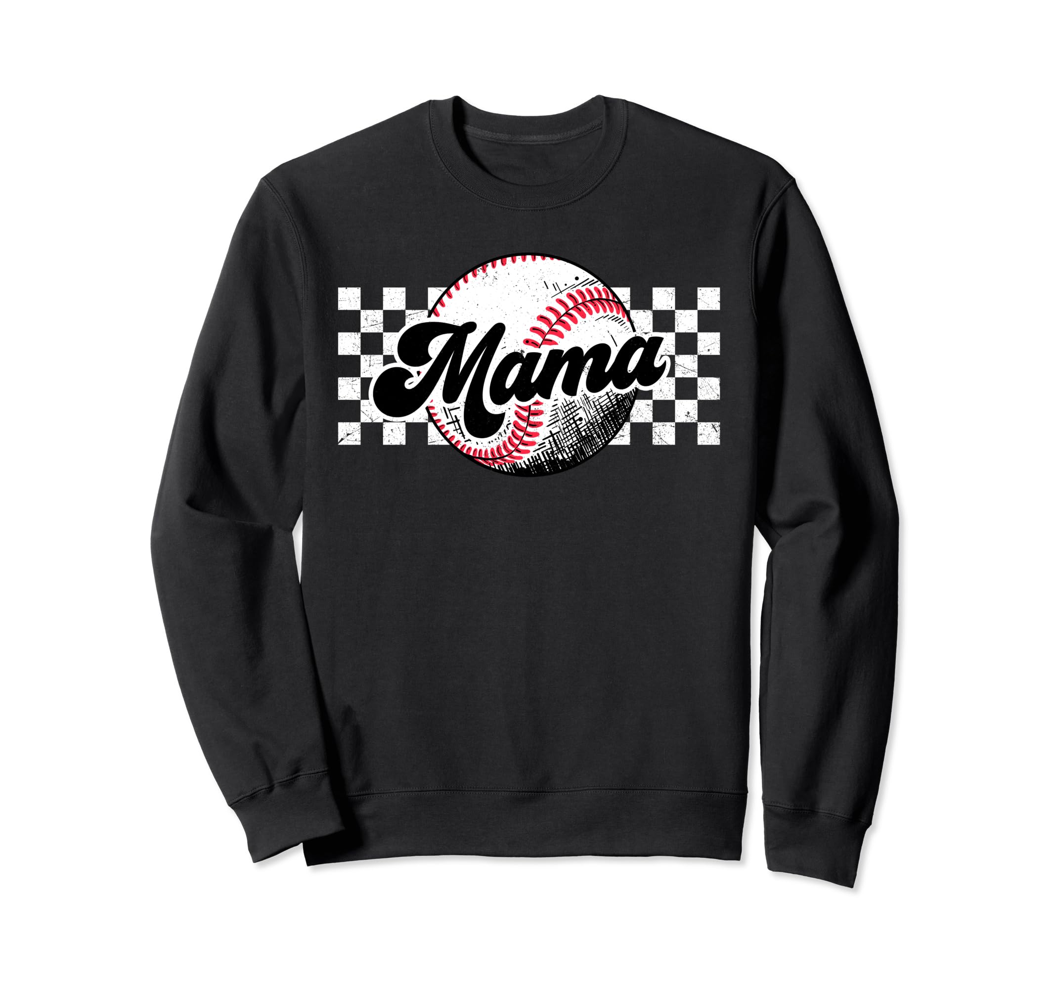Baseball Mama T Ball Mom Checkered Sweatshirt - Custom Art Print Unisex - T-Shirt, Sweatshirt, Hoodie