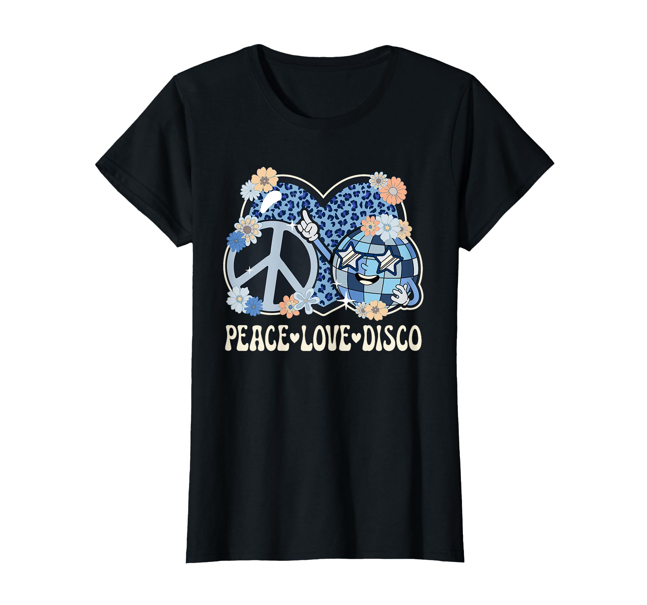 Peace Love Disco Outfit Leopard T-Shirt - Casual Everyday Wear for Adults - T-Shirt, Sweatshirt, Hoodie