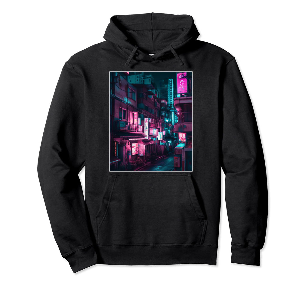 Streets Tokyo Japan Night Scene Hoodie - Novelty Apparel Men Women - T-Shirt, Sweatshirt, Hoodie
