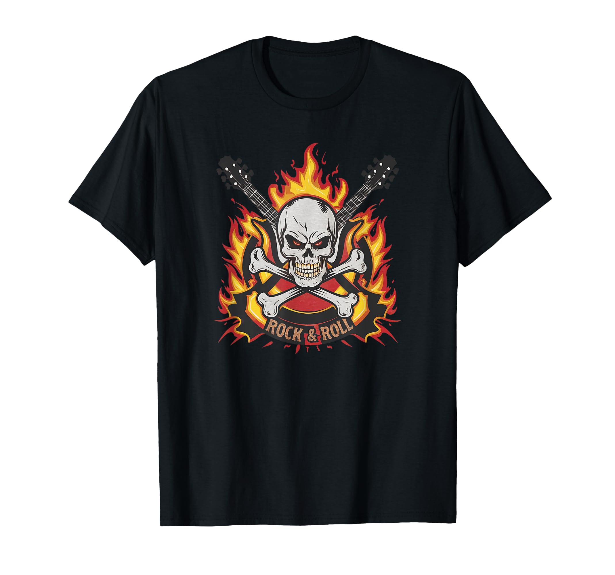 Rock And Roll Vibes True Fans Skull Flames T-Shirt - Unique Graphic Unisex - T-Shirt, Sweatshirt, Hoodie