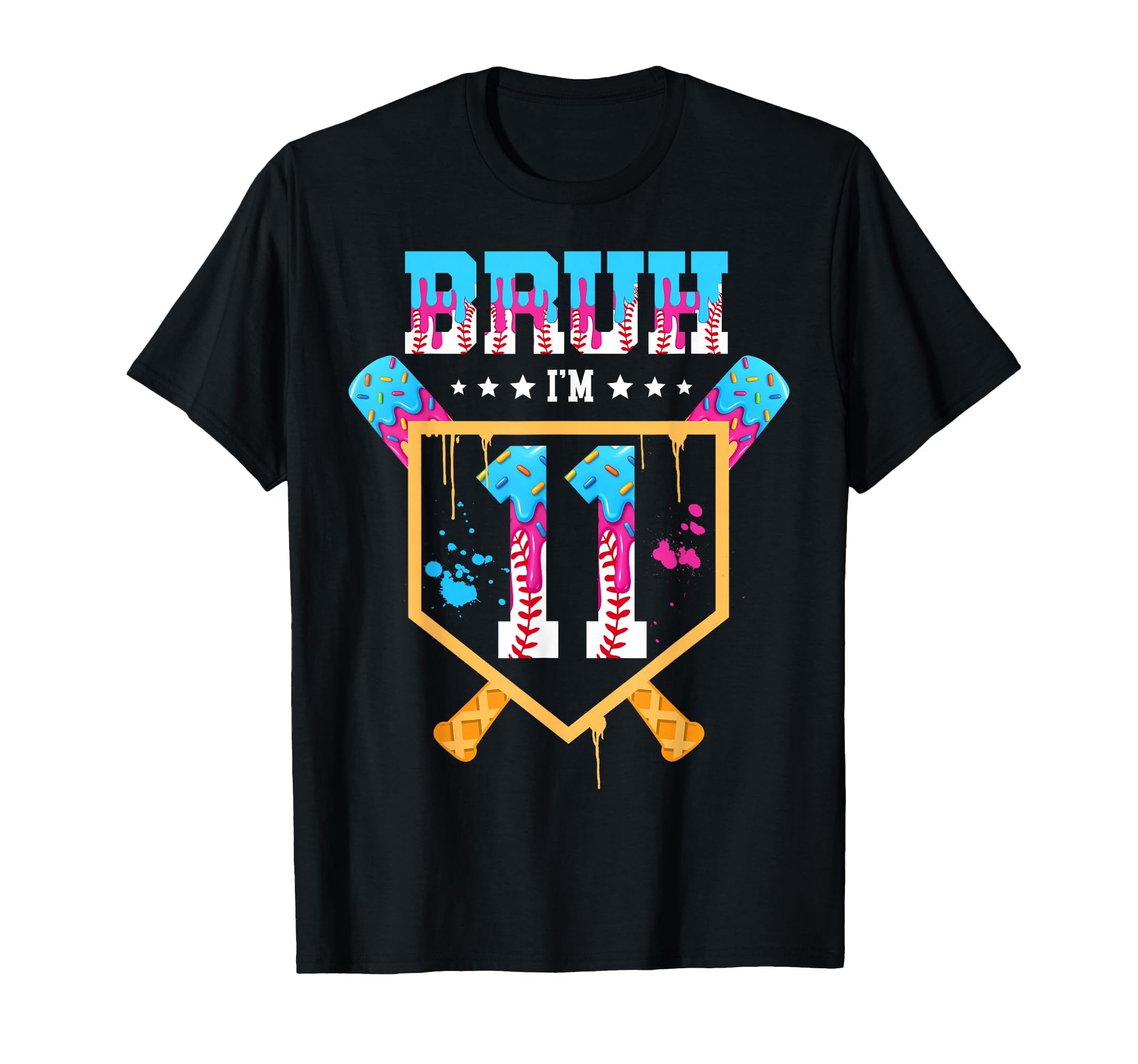 Baseball 11 Year Old Ice Cream Drip T-Shirt - Custom Art Print Men Women - T-Shirt, Sweatshirt, Hoodie