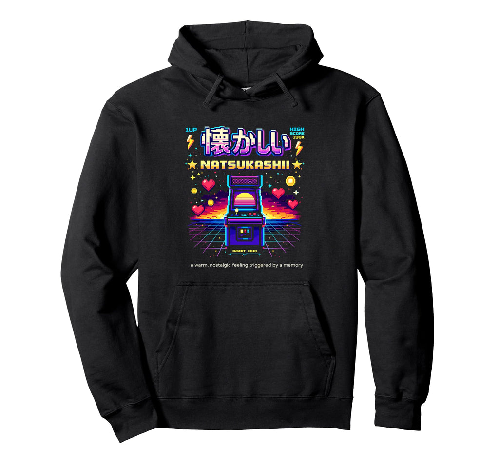 Natsukashii Arcade Gaming Pixel Hoodie - Casual Everyday Wear for Adults - T-Shirt, Sweatshirt, Hoodie