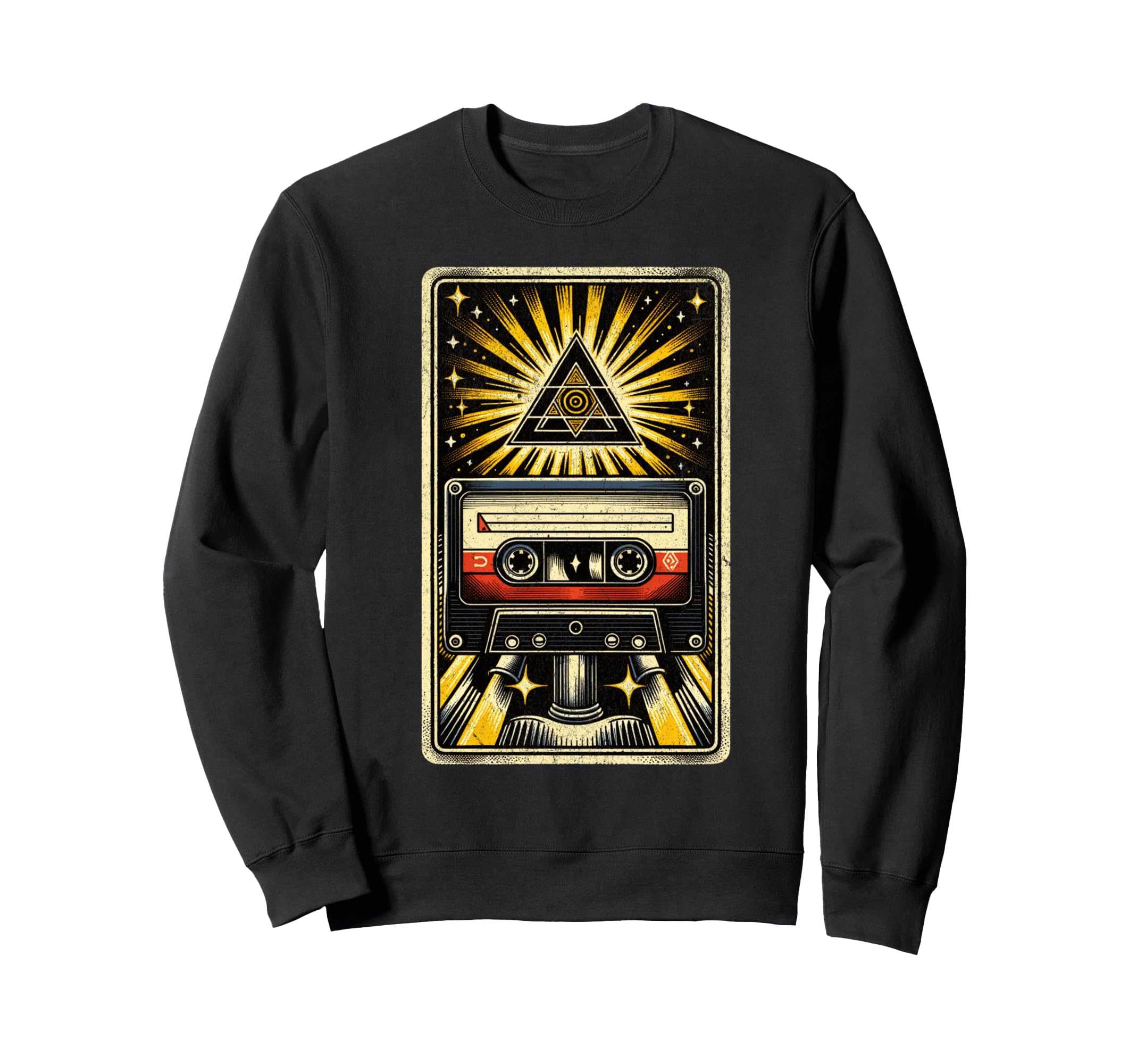 80S Cassette Tape Tarot Card Music Sweatshirt - Minimalist Print Unisex - T-Shirt, Sweatshirt, Hoodie