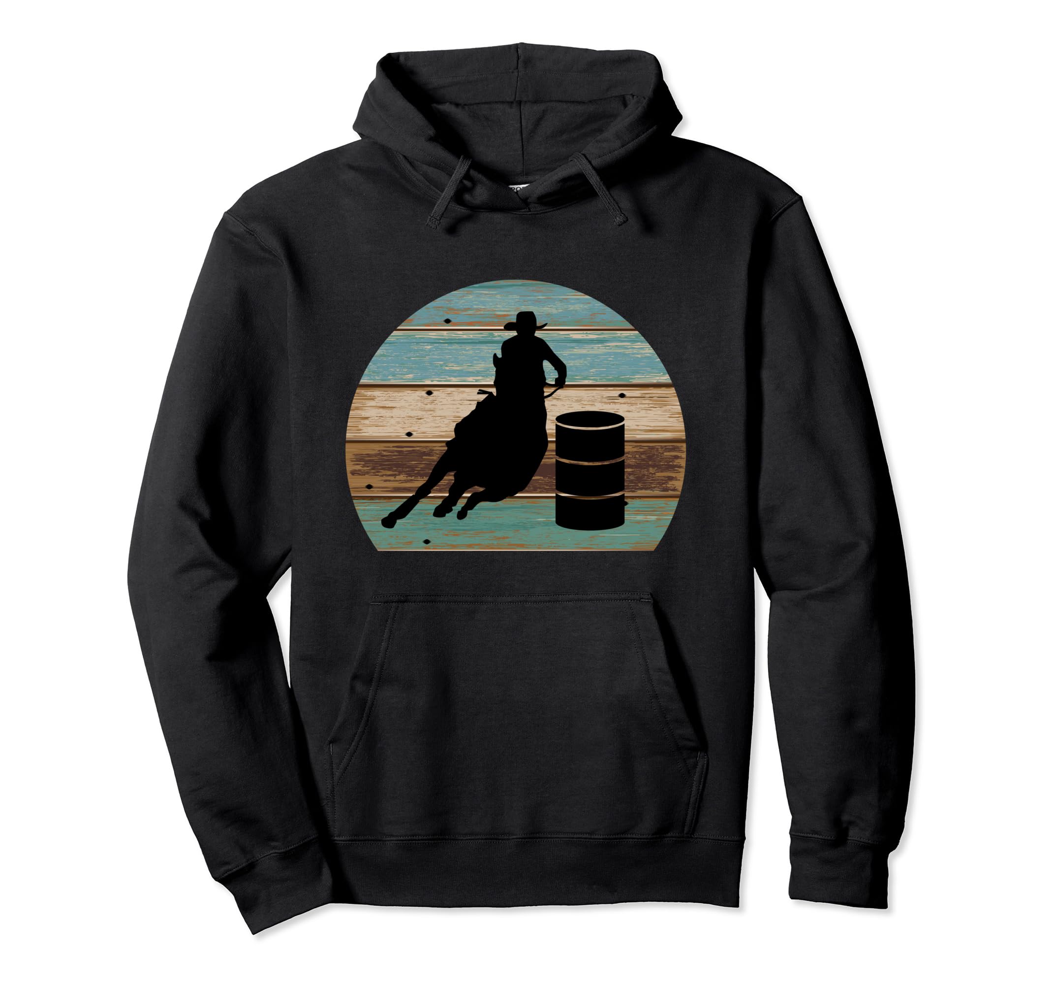 Barrel Racing Distressed Brown And Hoodie - Novelty Apparel Men Women - T-Shirt, Sweatshirt, Hoodie