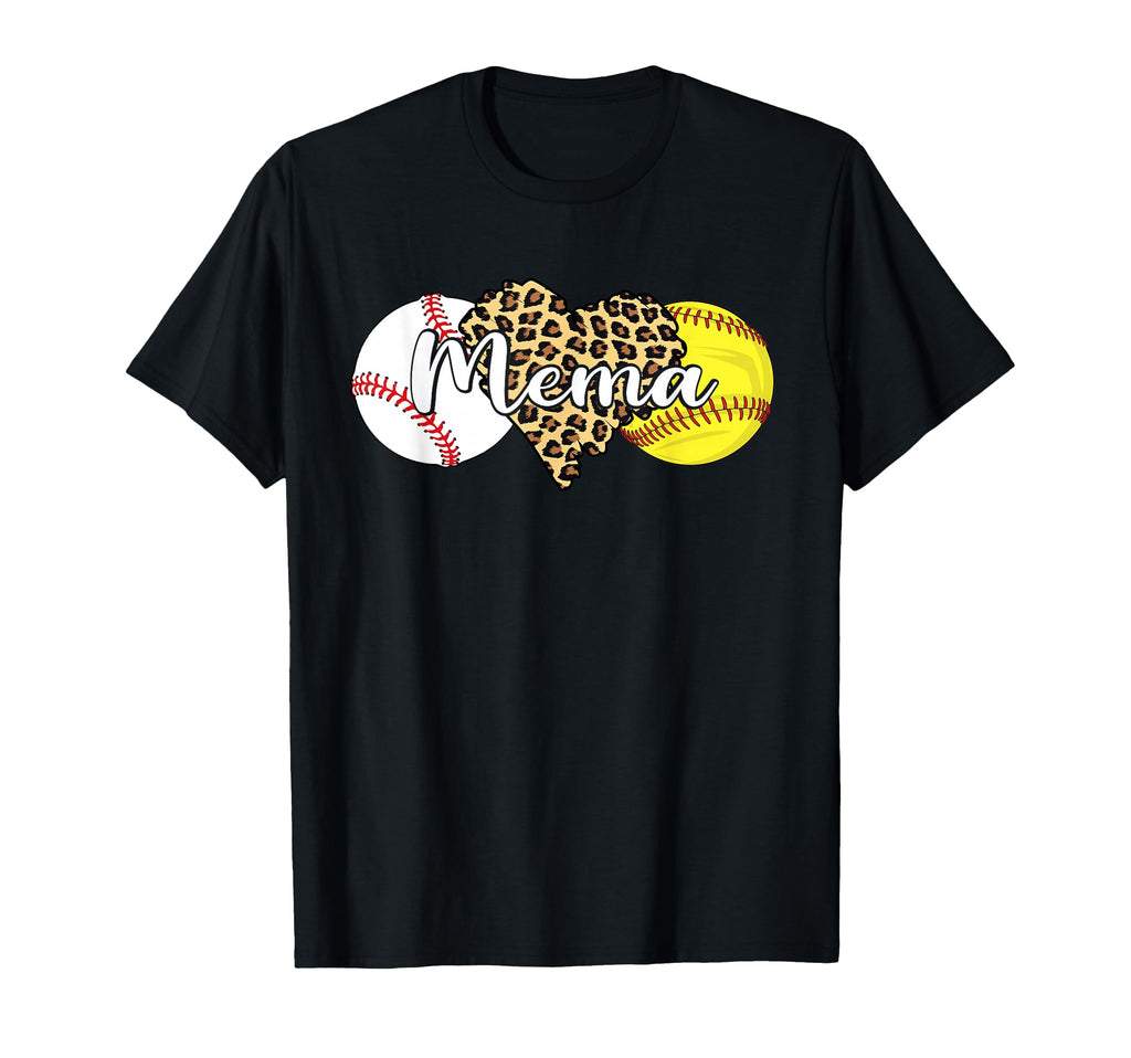 Mema Baseball Softball Leopard T-Shirt - Fun Novelty Design for Adults - T-Shirt, Sweatshirt, Hoodie