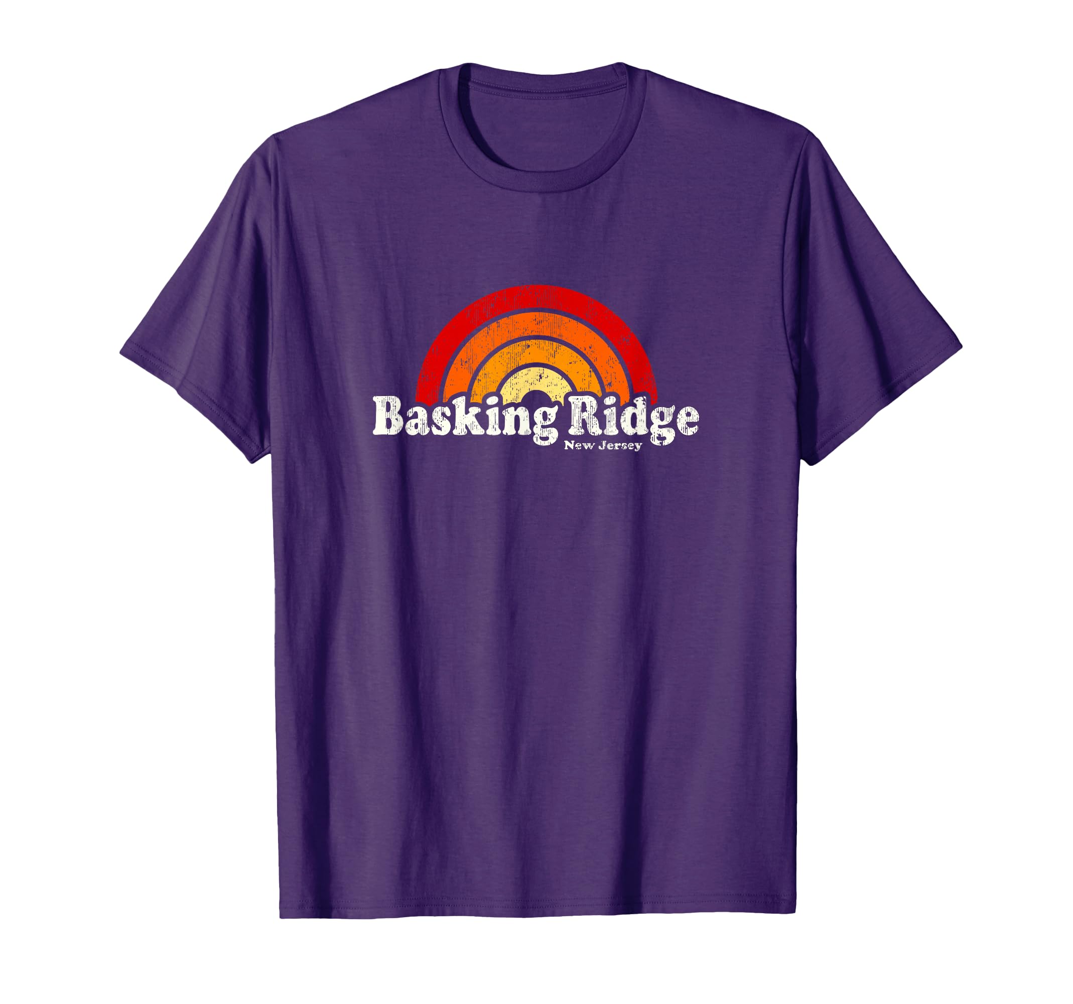 Basking Ridge New Jersey Nj 70S Rainbow T-Shirt - Graphic Print Unisex - T-Shirt, Sweatshirt, Hoodie