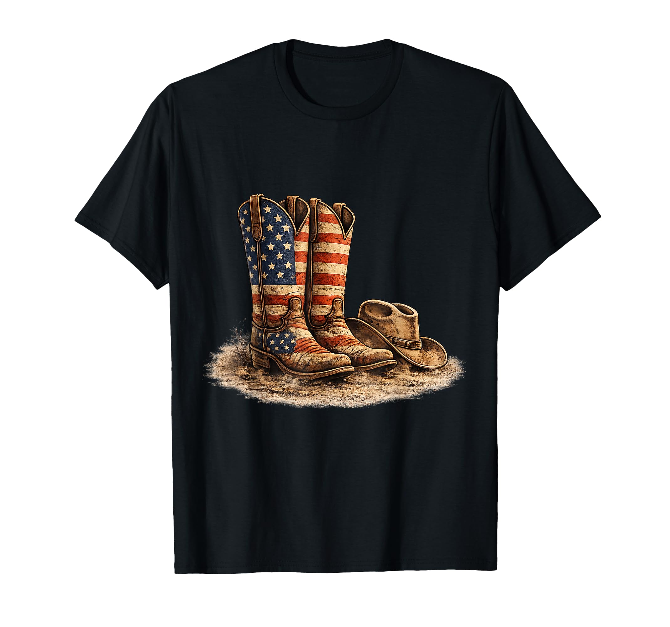 Cowboy Boots American Flag Western T-Shirt - Streetwear Style Men Women - T-Shirt, Sweatshirt, Hoodie